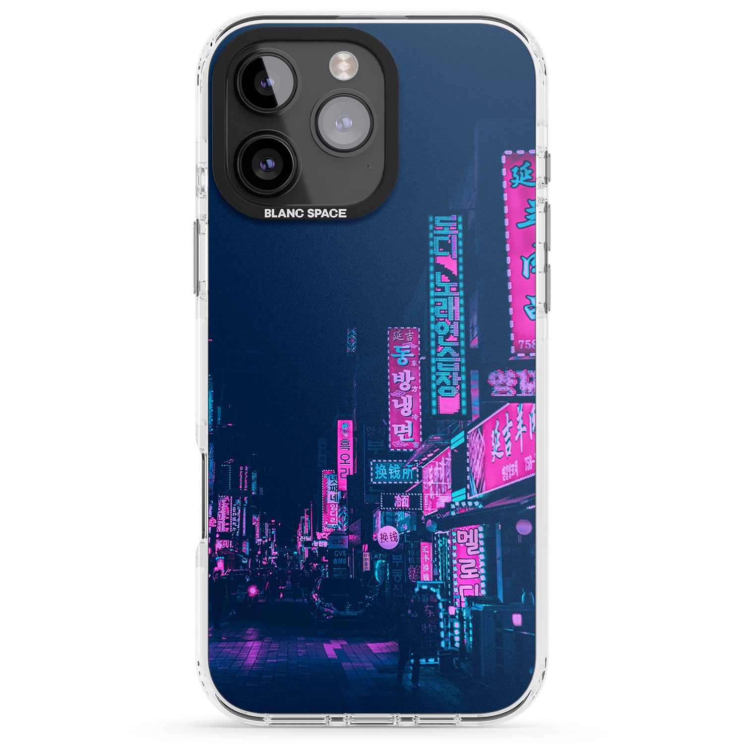 iPhone 16 Pro Max Pink & Turquoise - Neon Cities Black Impact Phone Case