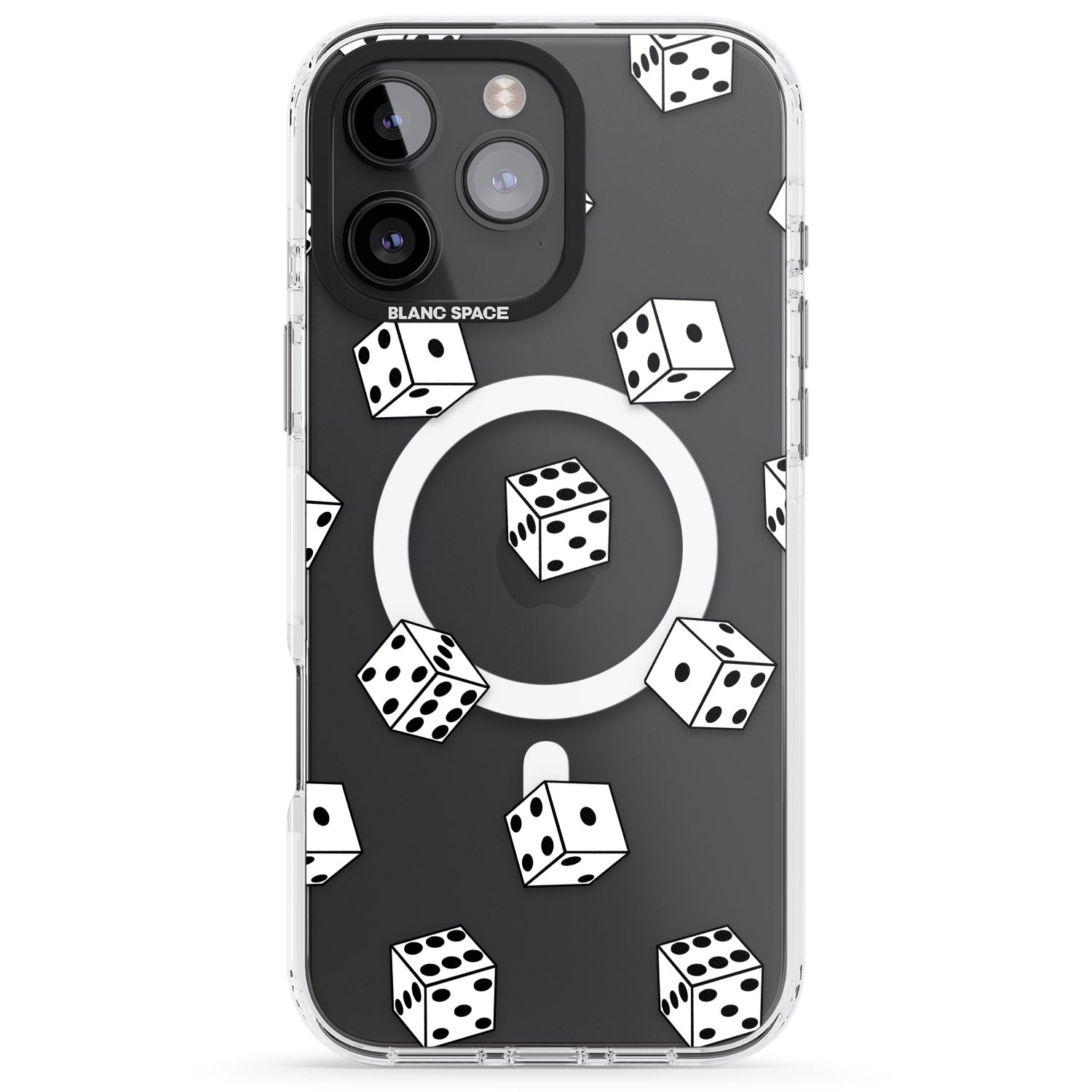 iPhone 16 Pro Max Clear Dice Pattern Black Impact Phone Case