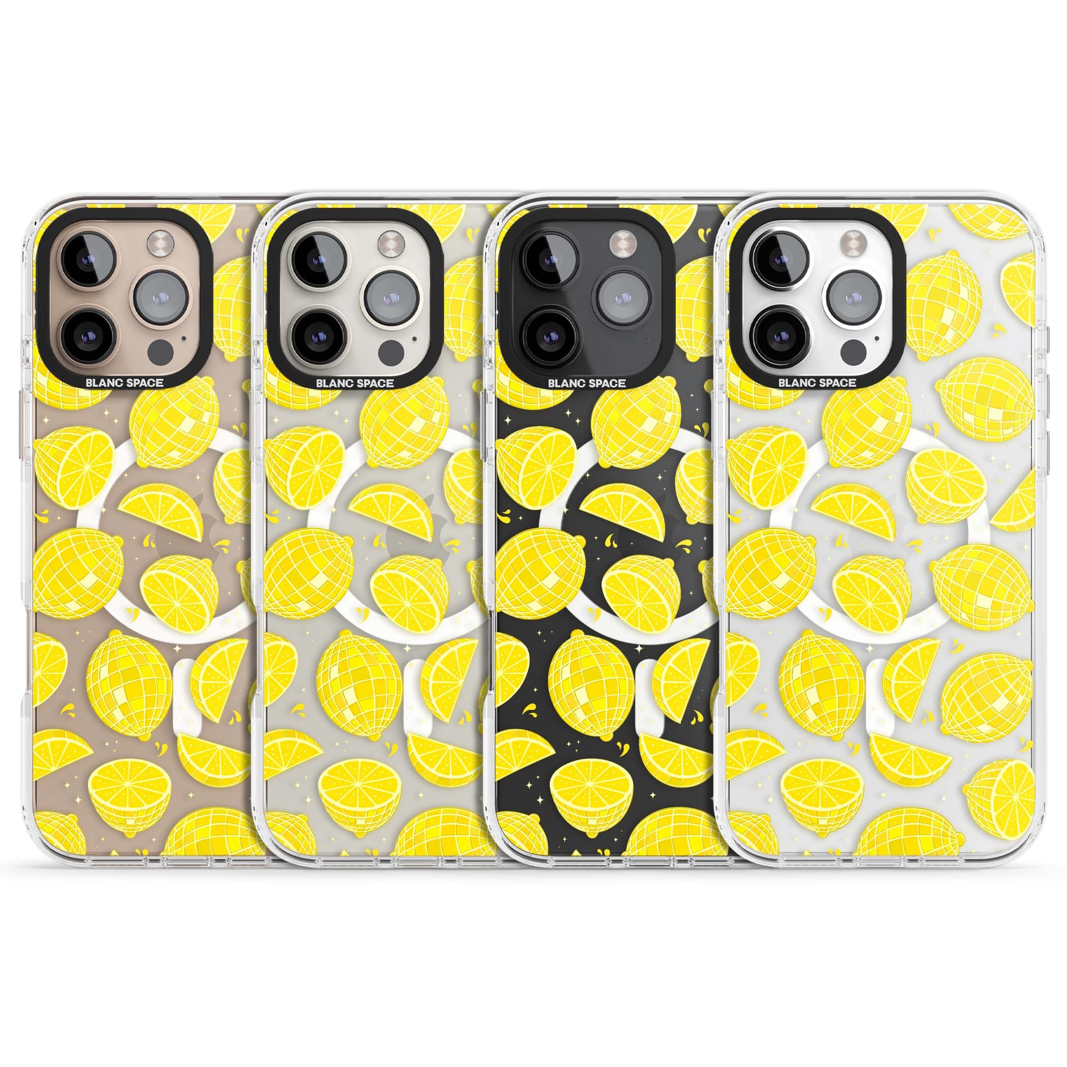Disco Lemons citrus iPhone case featuring mirrorball lemons, sliced fruit and sparkle accents | Impact Magsafe case for iPhone 16 Pro, iPhone 16 Pro Max
