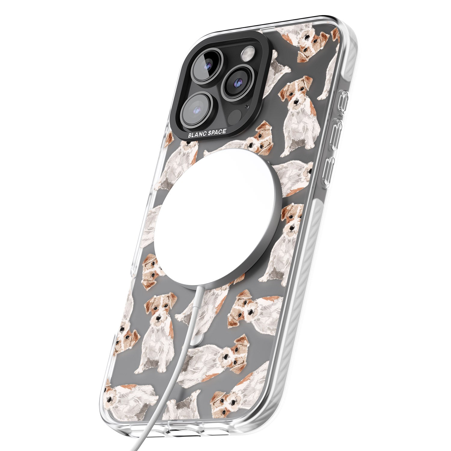 iPhone 16 Pro Max Wirehaired Jack Russell Watercolour Dog Pattern Black Impact Phone Case