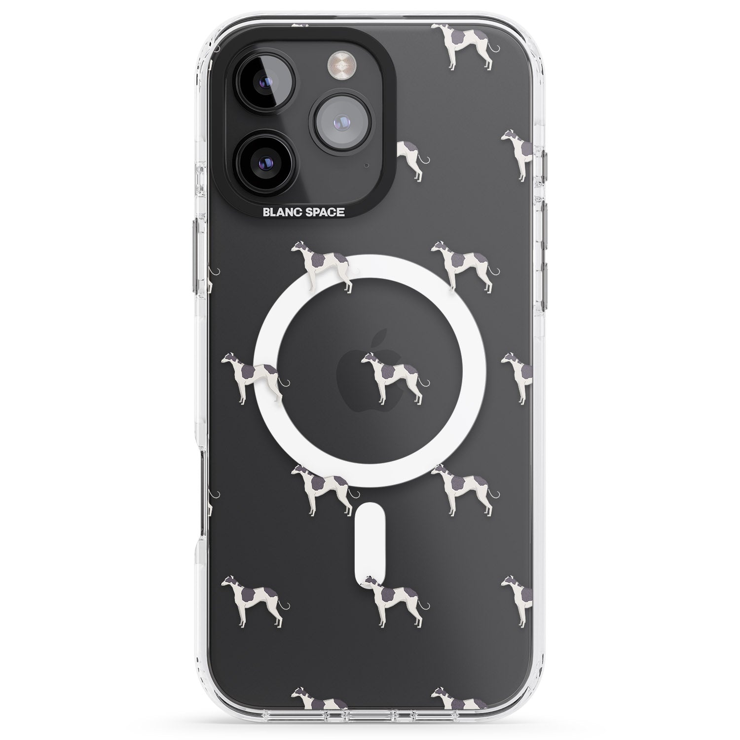 iPhone 16 Pro Max Greyhound Dog Pattern Clear Black Impact Phone Case