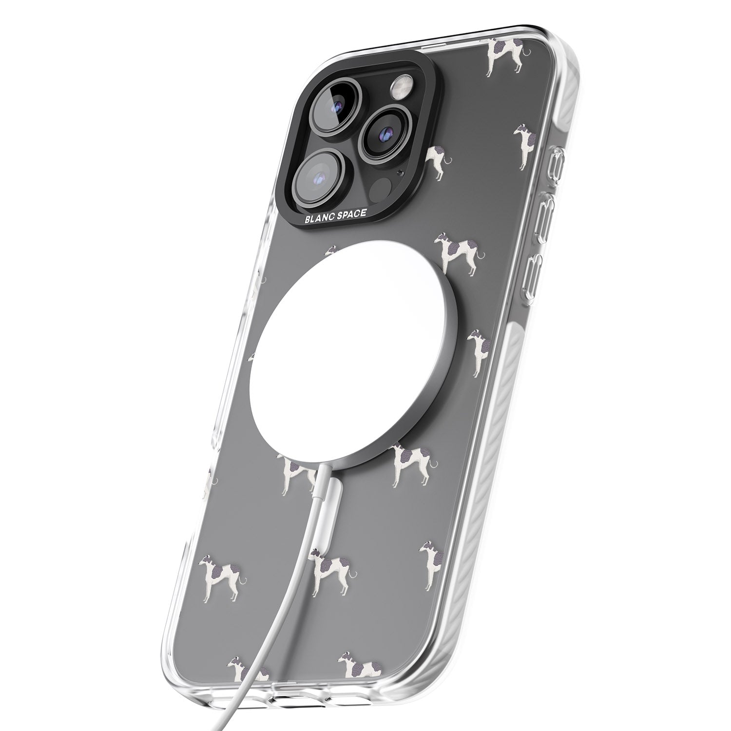 iPhone 16 Pro Max Greyhound Dog Pattern Clear Black Impact Phone Case