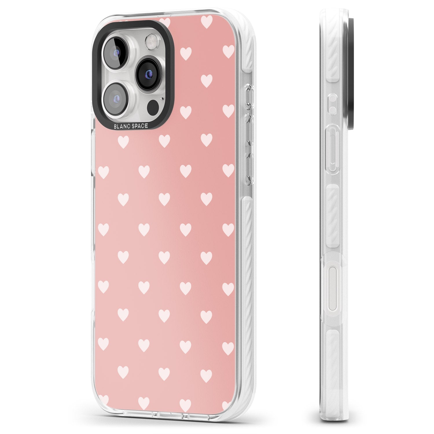 iPhone 16 Pro Max Small Heart Pattern: Pink Black Impact Phone Case