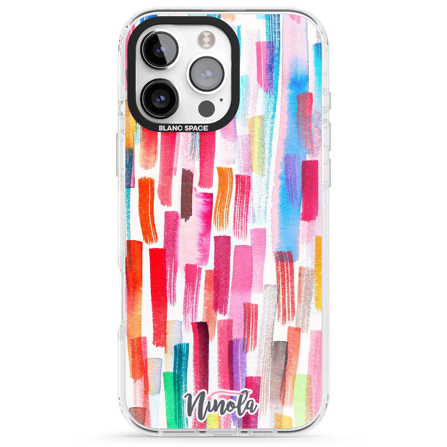 iPhone 16 Pro Max Colorful Brushstrokes Black Impact Phone Case