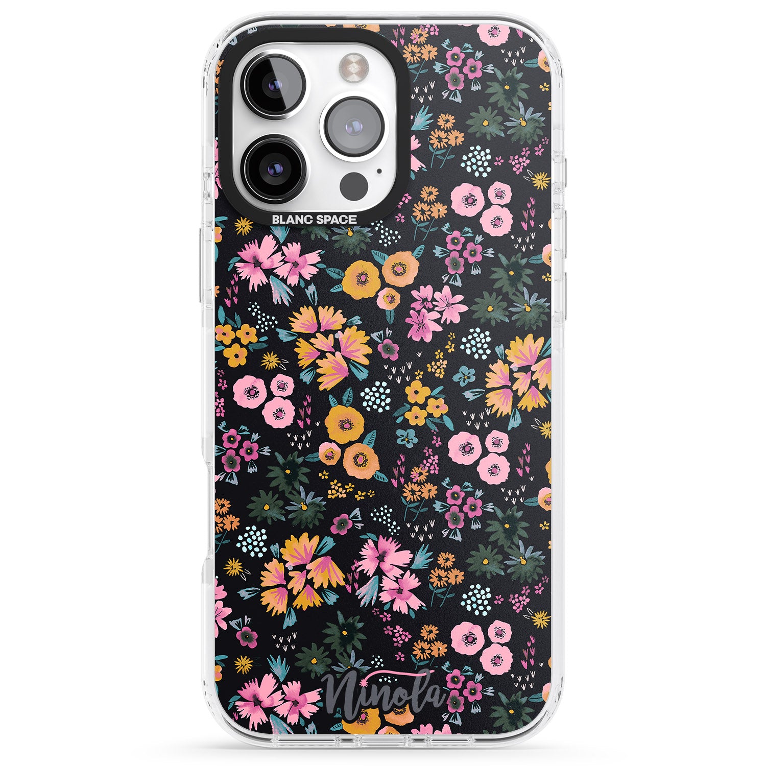 iPhone 16 Pro Max Little Flowers Black Impact Phone Case