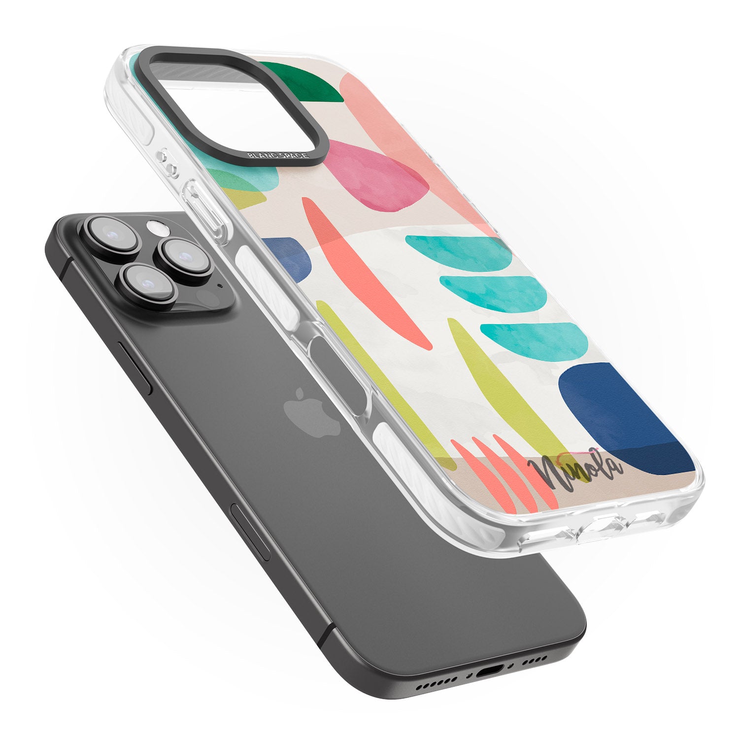 iPhone 16 Pro Max Organic Bold Shapes Black Impact Phone Case