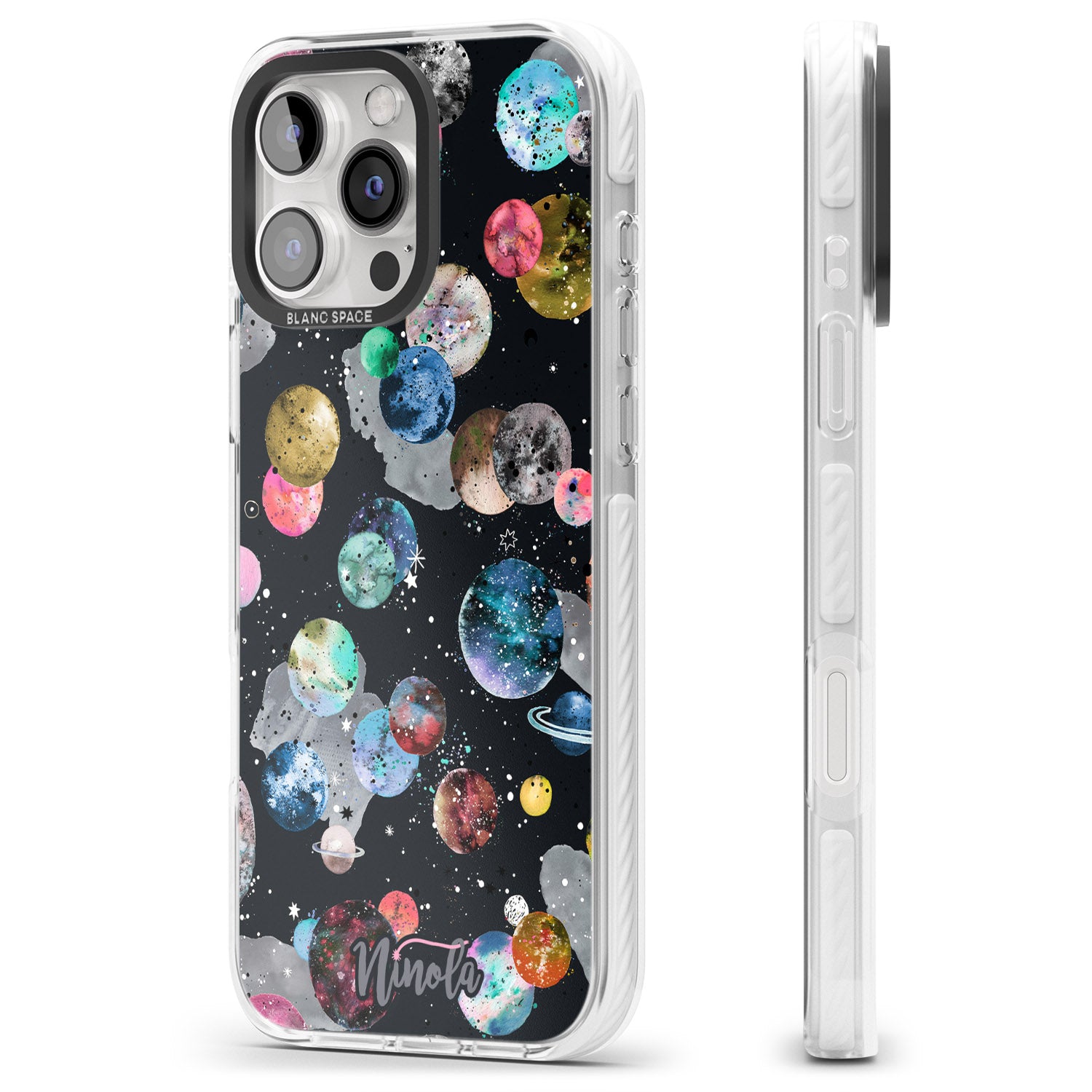 iPhone 16 Pro Max Space Planets Black Impact Phone Case