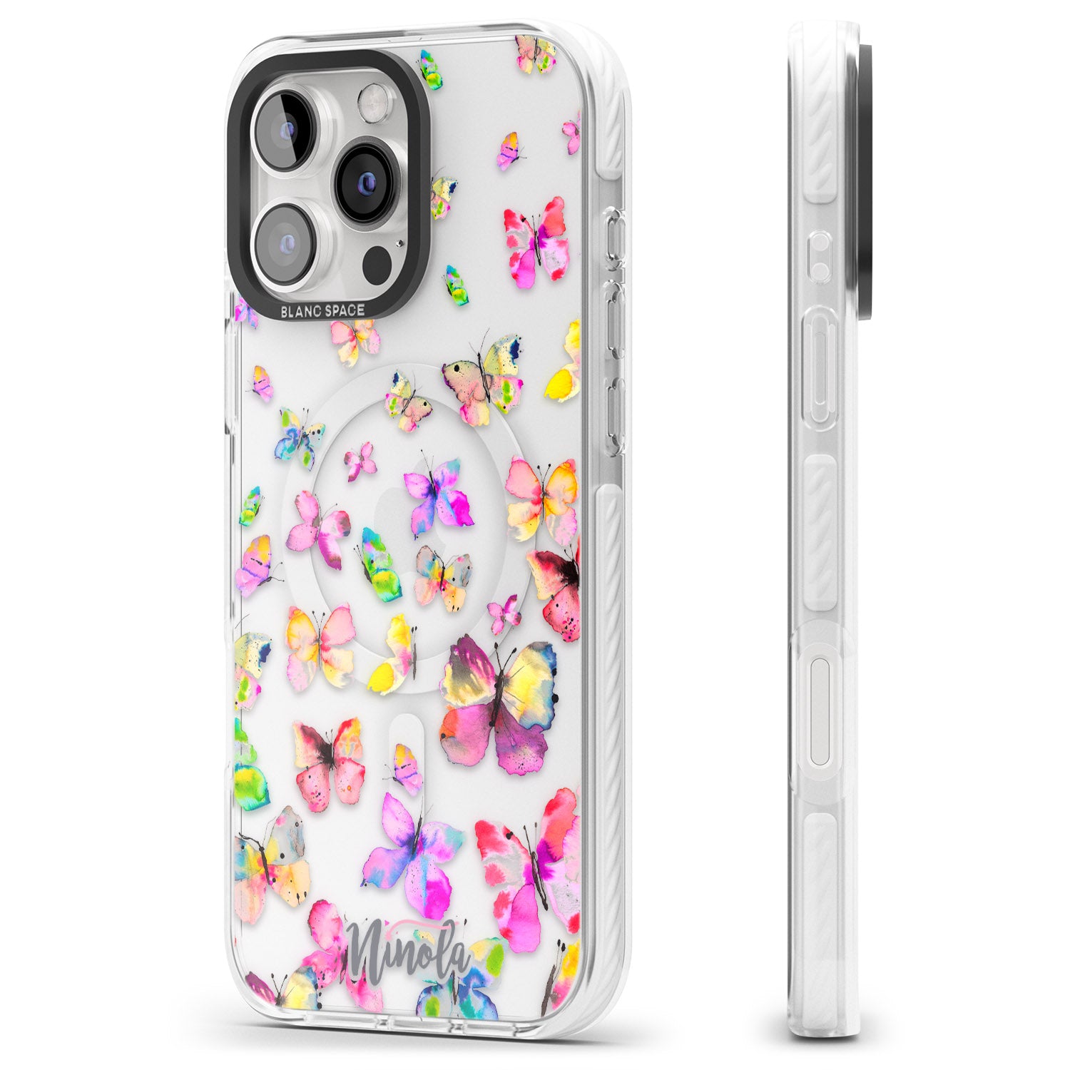 iPhone 16 Pro Max Watercolor Butterflies Black Impact Phone Case