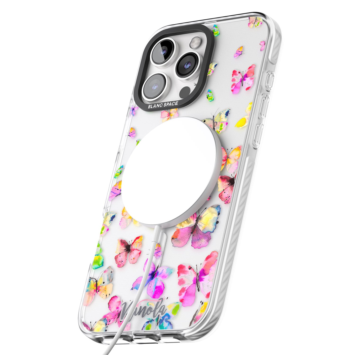 iPhone 16 Pro Max Watercolor Butterflies Black Impact Phone Case
