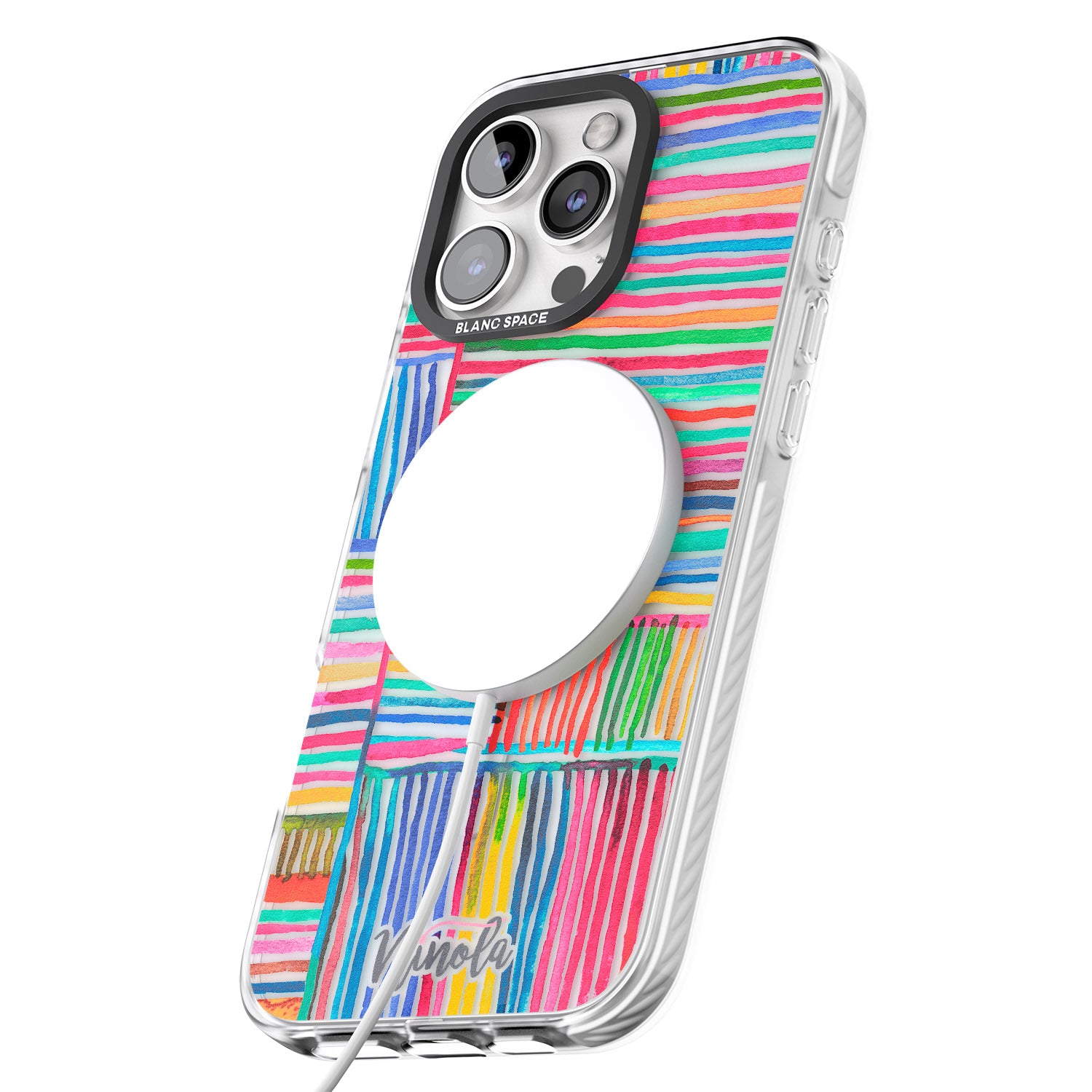 iPhone 16 Pro Max Watercolor Relaxing Lines Black Impact Phone Case