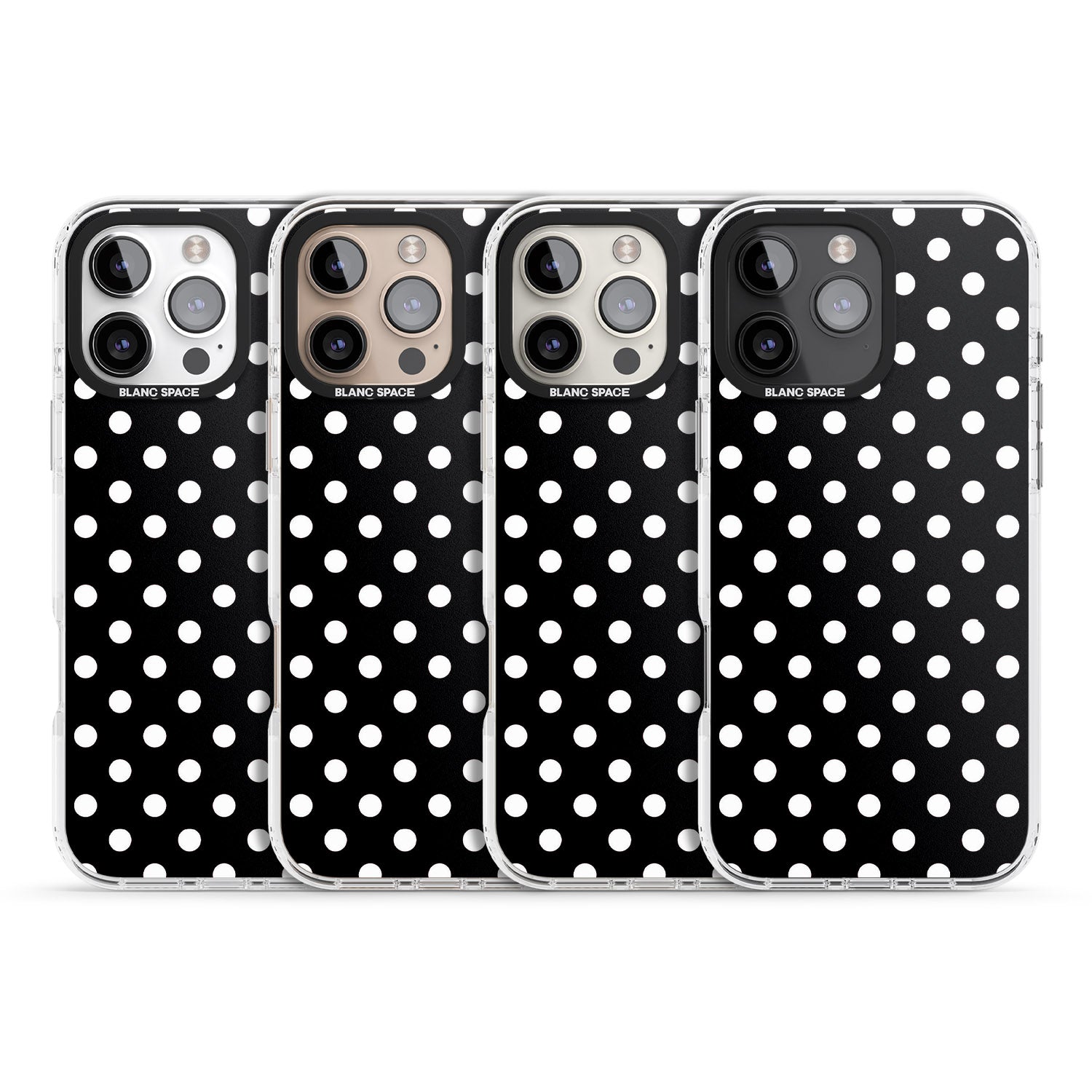 iPhone 16 Pro Max Designer Chic Black Polka Dot Black Impact Phone Case