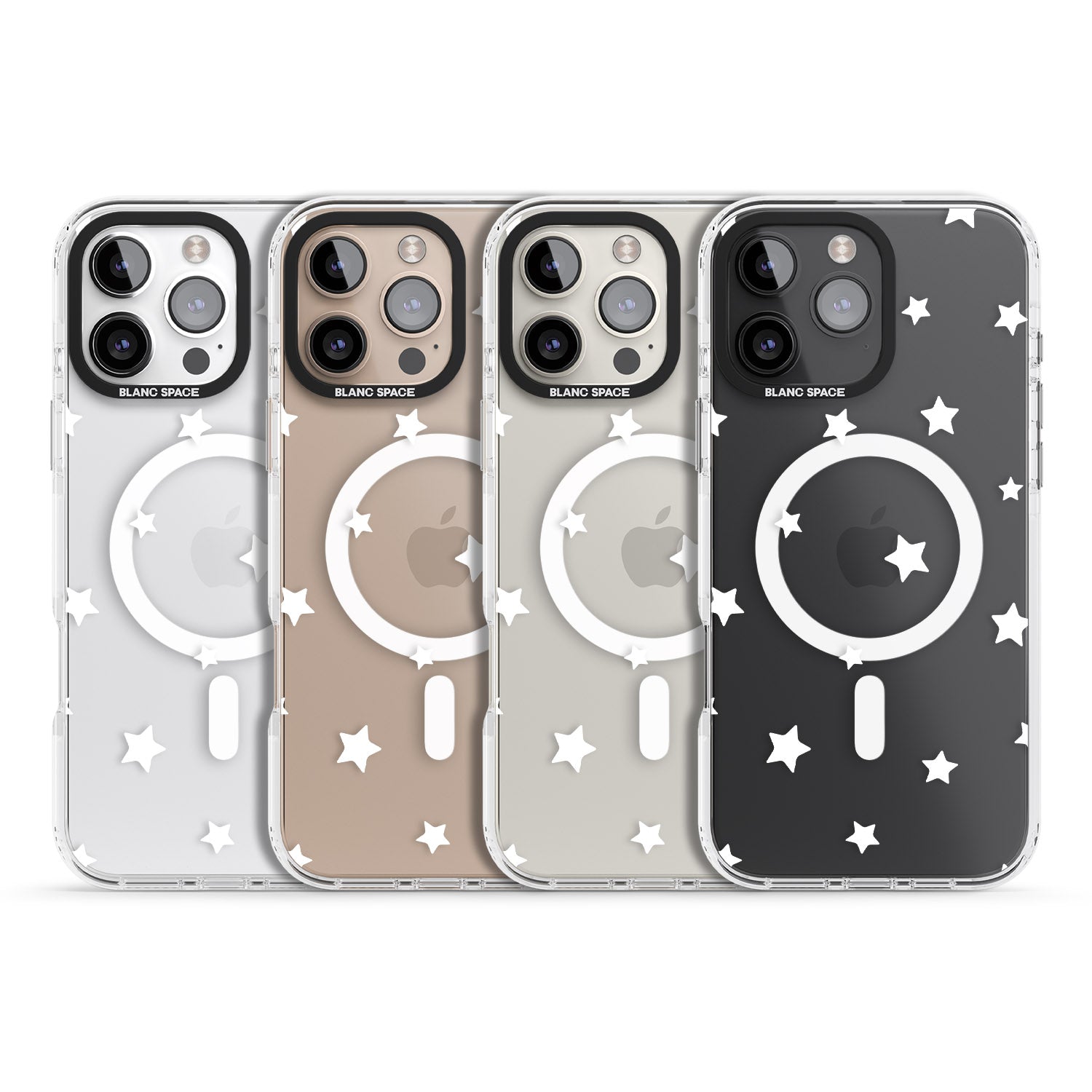 iPhone 16 Pro Max White Stars Pattern Black Impact Phone Case