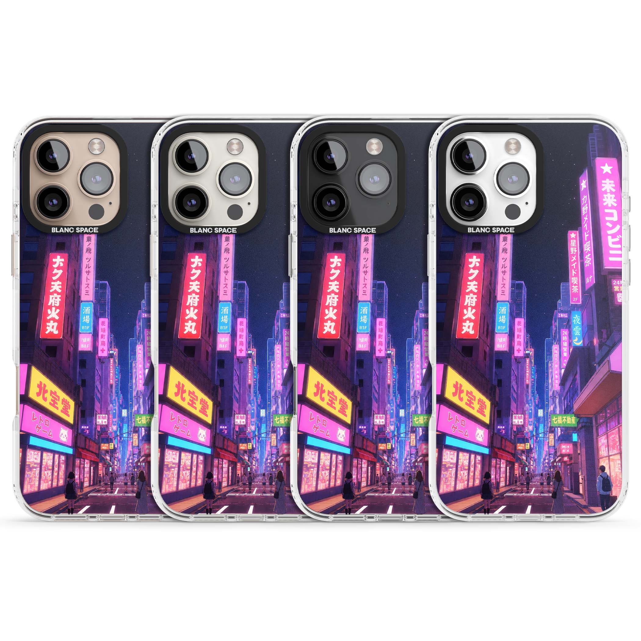 Shibuya At Night Japanese neon city iPhone case featuring glowing kanji signs, pink storefronts and a Tokyo street at n | Impact Magsafe case for iPhone 16 Pro, iPhone 16 Pro Max