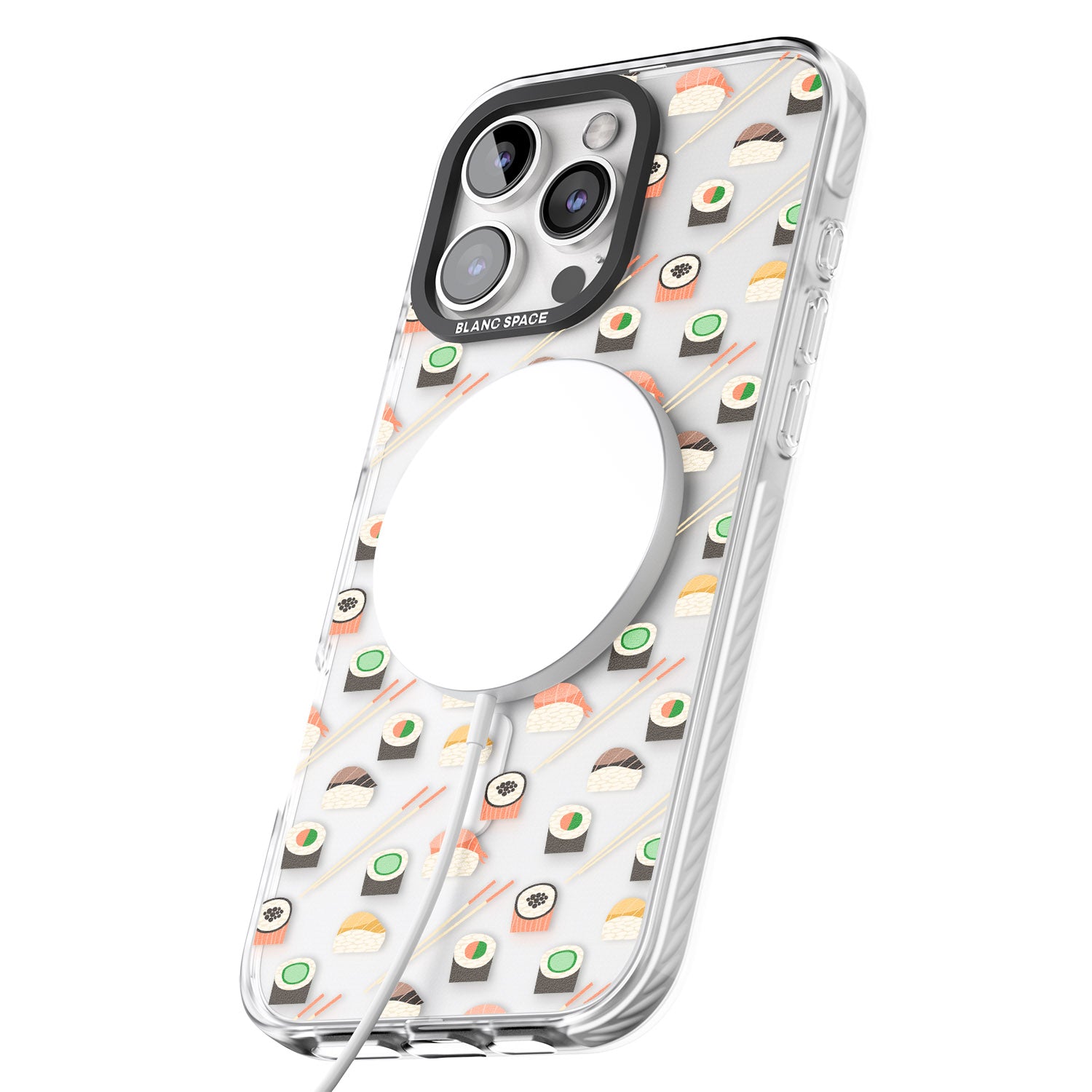 iPhone 16 Pro Max Sushi & Chopsticks Pattern Black Impact Phone Case