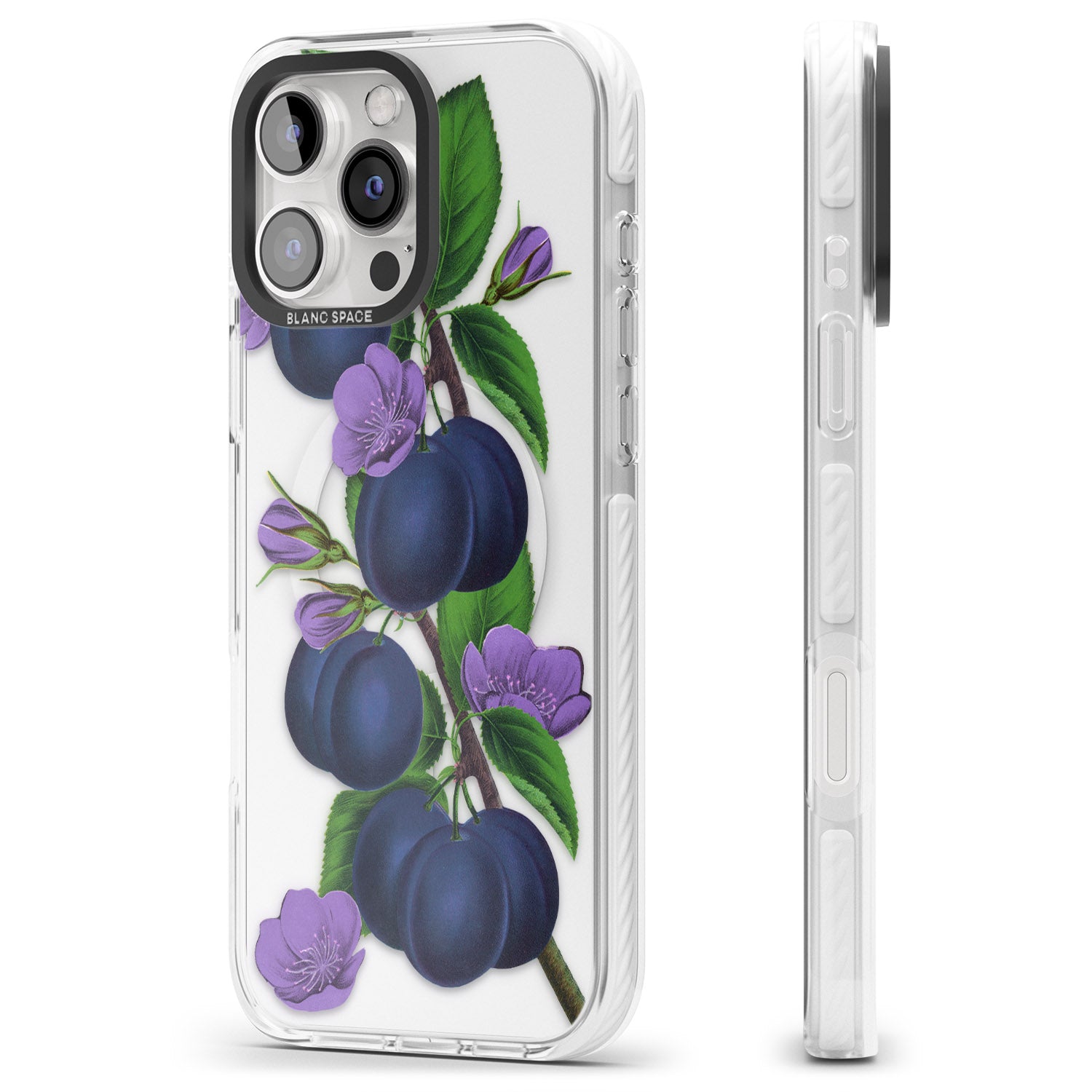 iPhone 16 Pro Max Vintage Painted Plums Black Impact Phone Case + Magsafe