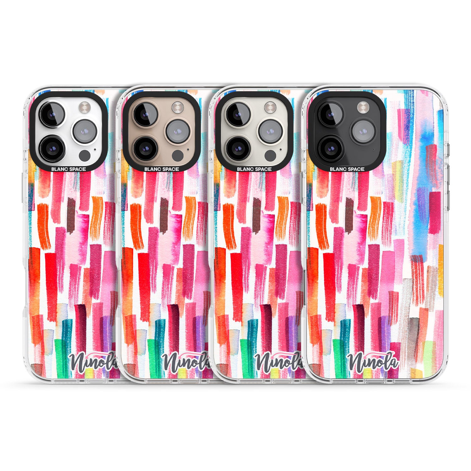 iPhone 16 Pro Max Colorful Brushstrokes Black Impact Phone Case