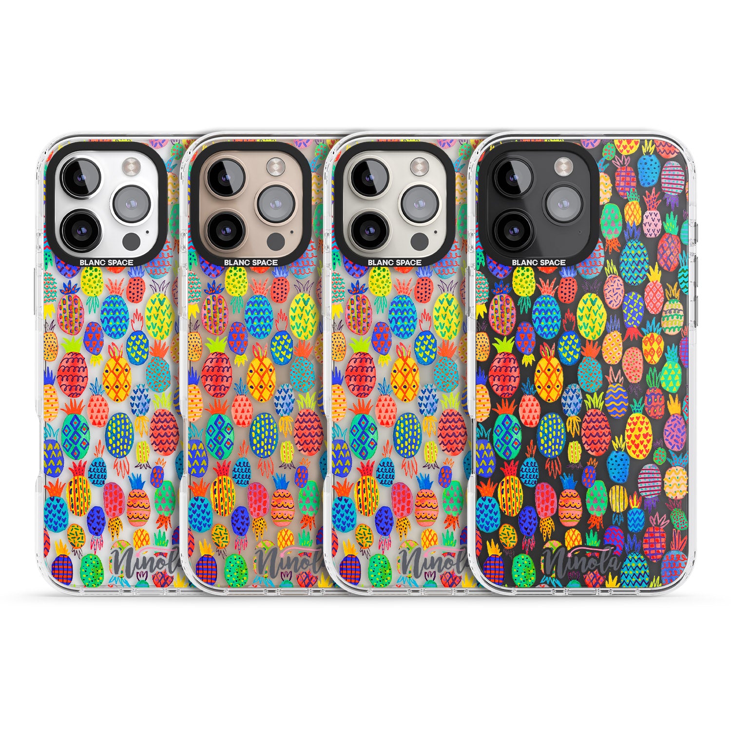 iPhone 16 Pro Max Cute Pineapples Black Impact Phone Case