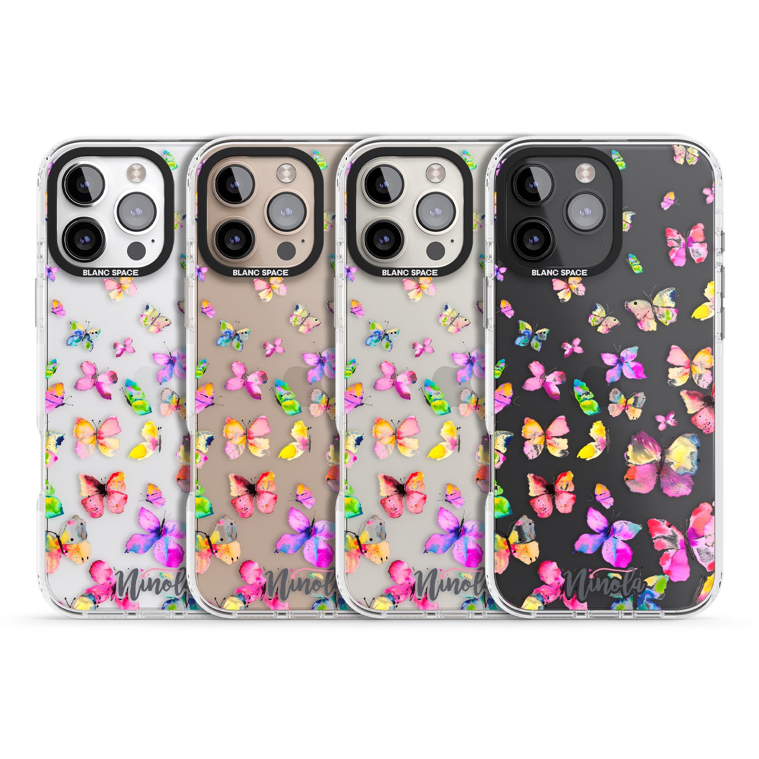 iPhone 16 Pro Max Watercolor Butterflies Black Impact Phone Case