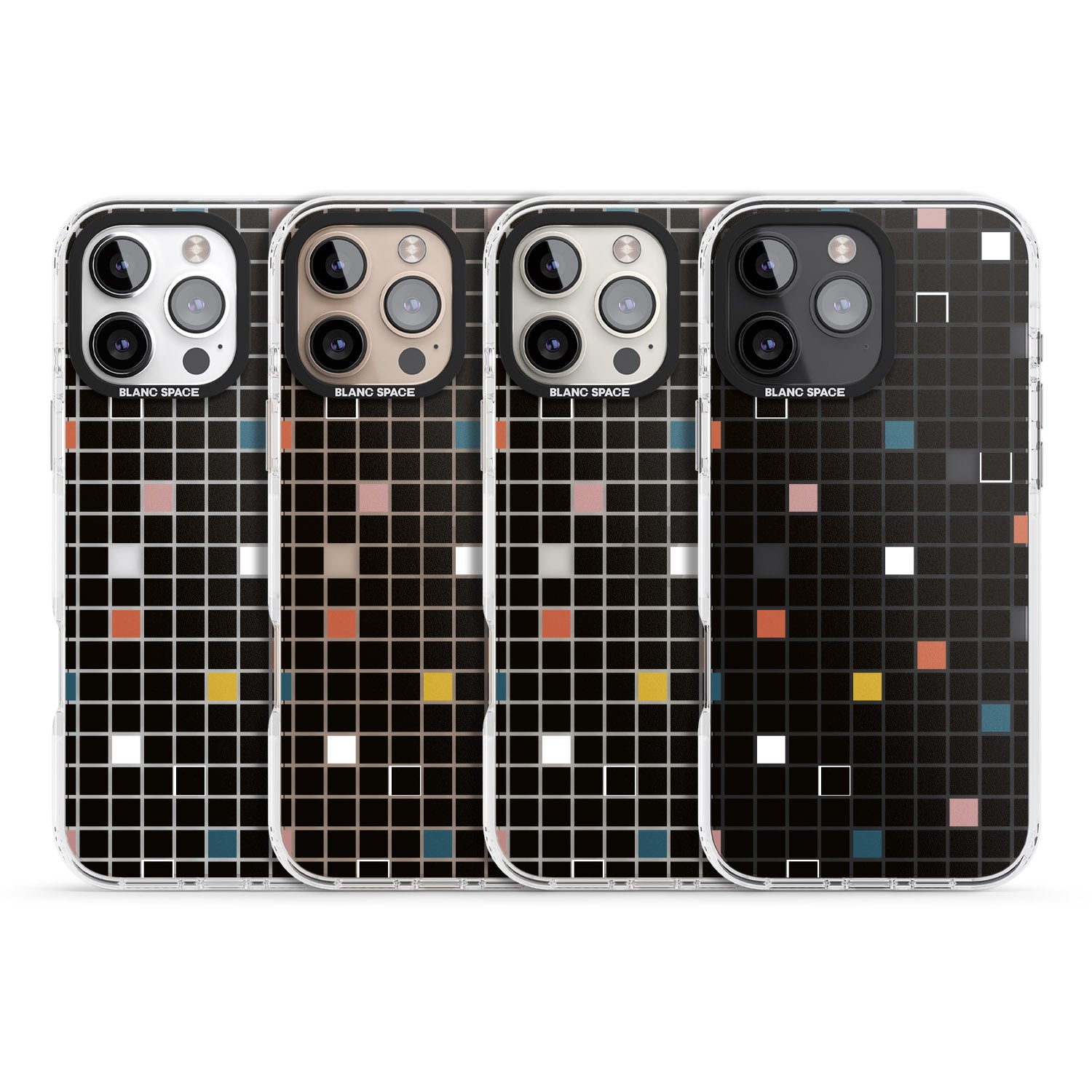 iPhone 16 Pro Max Earthtone Black Geometric Grid Black Impact Phone Case