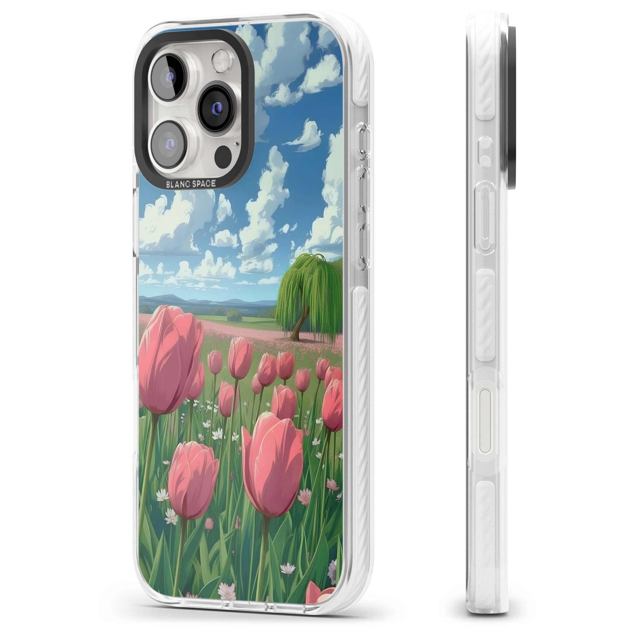 Willow By The Pink Tulips floral iPhone case | Clear Impact case for iPhone 16 Pro, iPhone 16 Pro Max