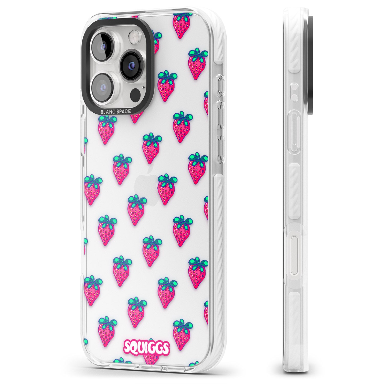 iPhone 16 Pro Max Strawberry Patch Black Impact Phone Case
