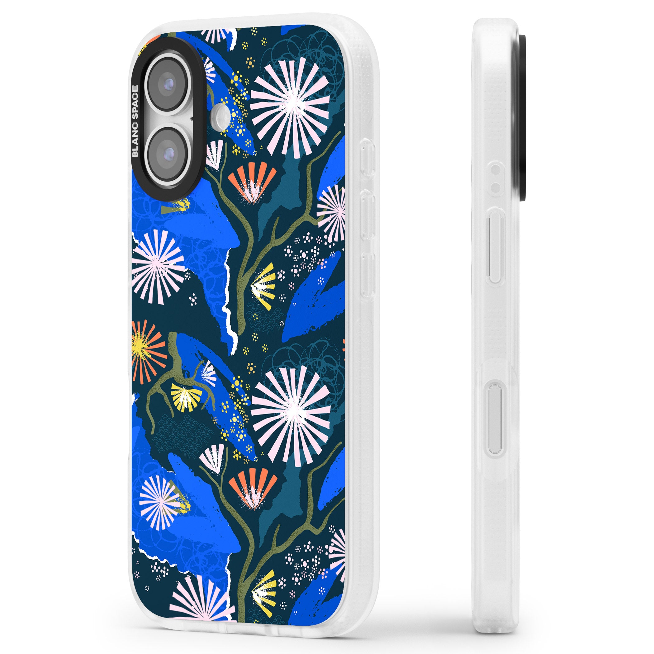 Dark Botanicals Abstract Pattern iPhone 17 Impact Air Clear Phone Case Side Profile