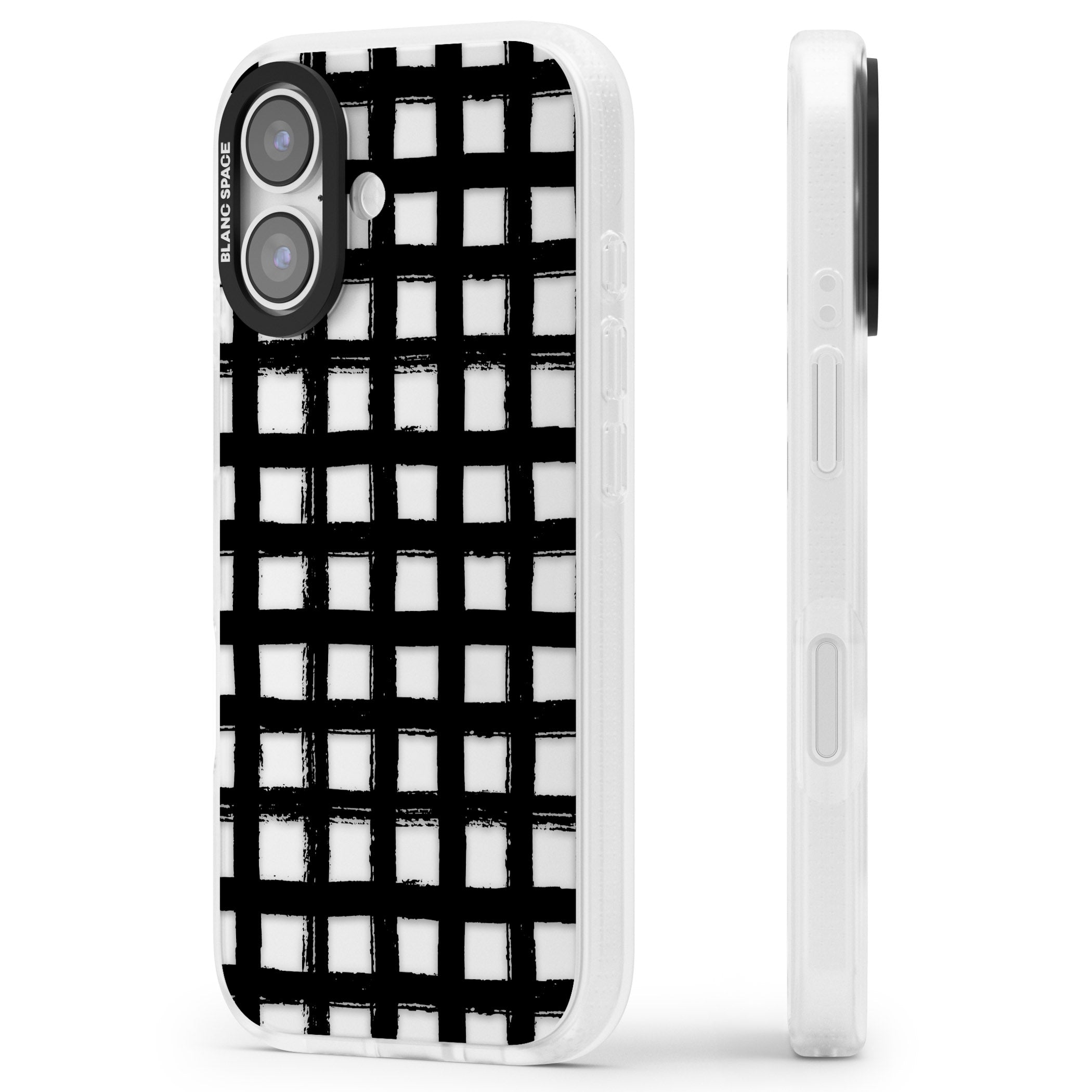 Messy Black Grid Clear iPhone 17 Impact Air Clear Phone Case Side Profile