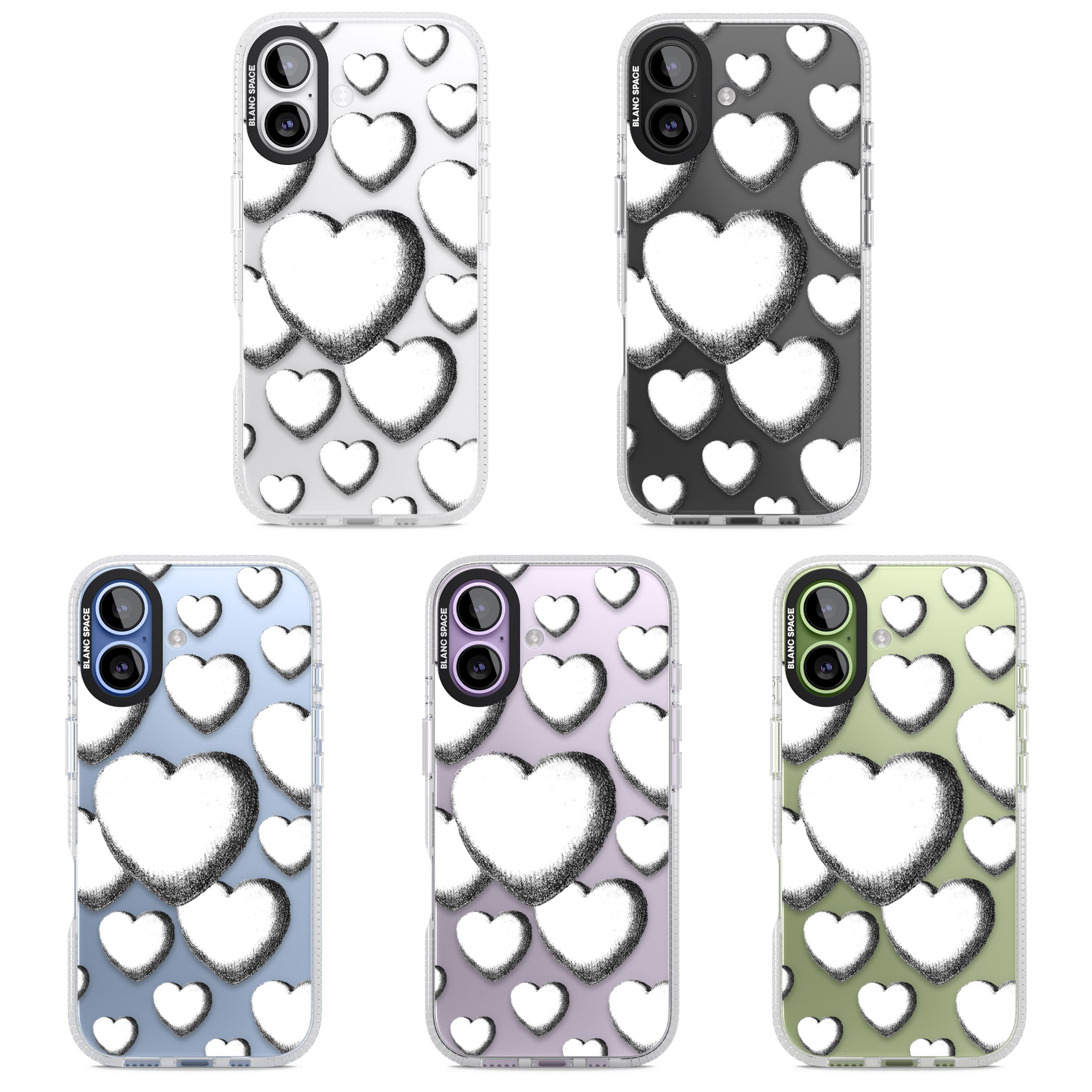 Hand Drawn Hearts iPhone 17 Impact Air Clear Phone Case APT Impact Protection