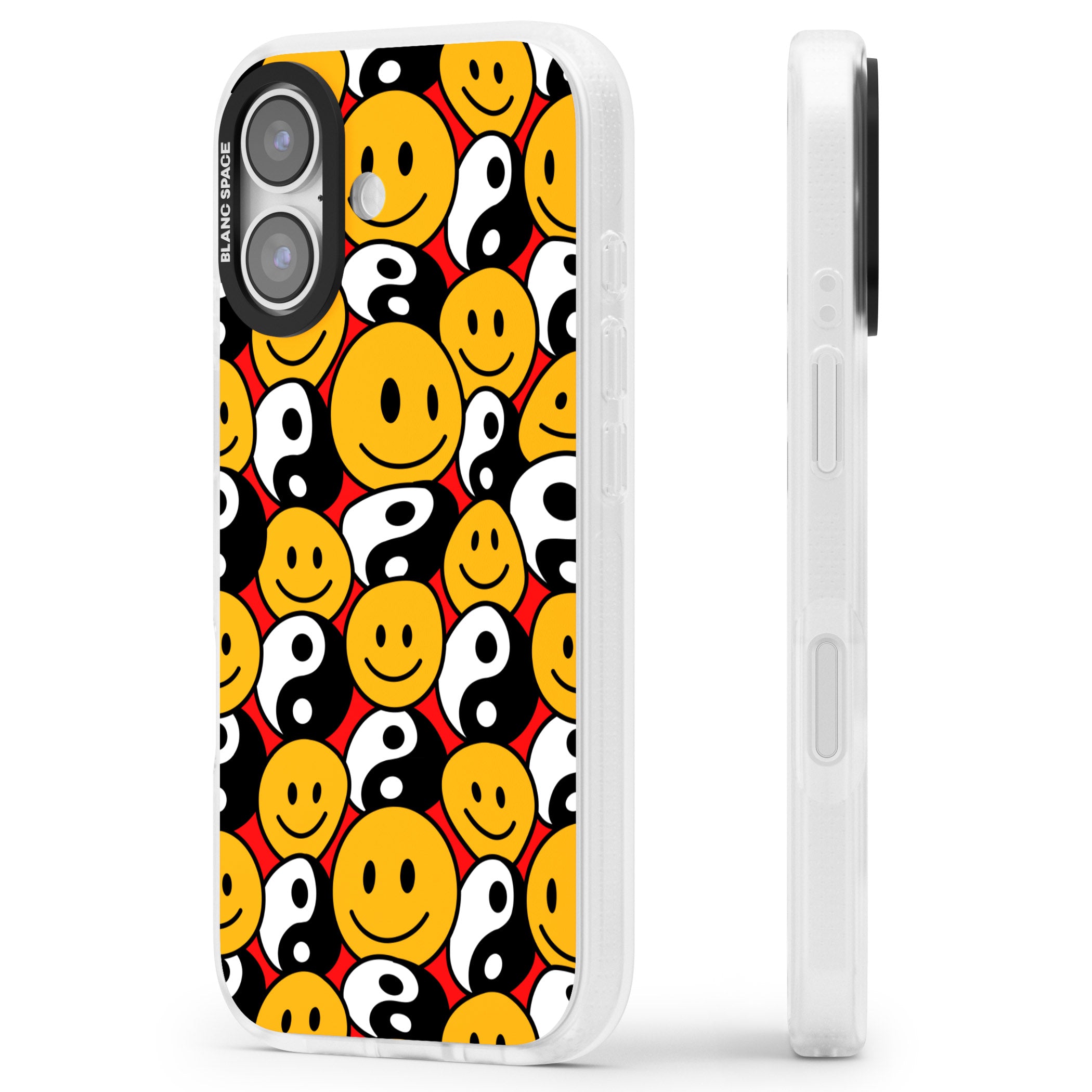 Yin Yang & Faces iPhone 17 Impact Air Clear Phone Case Side Profile