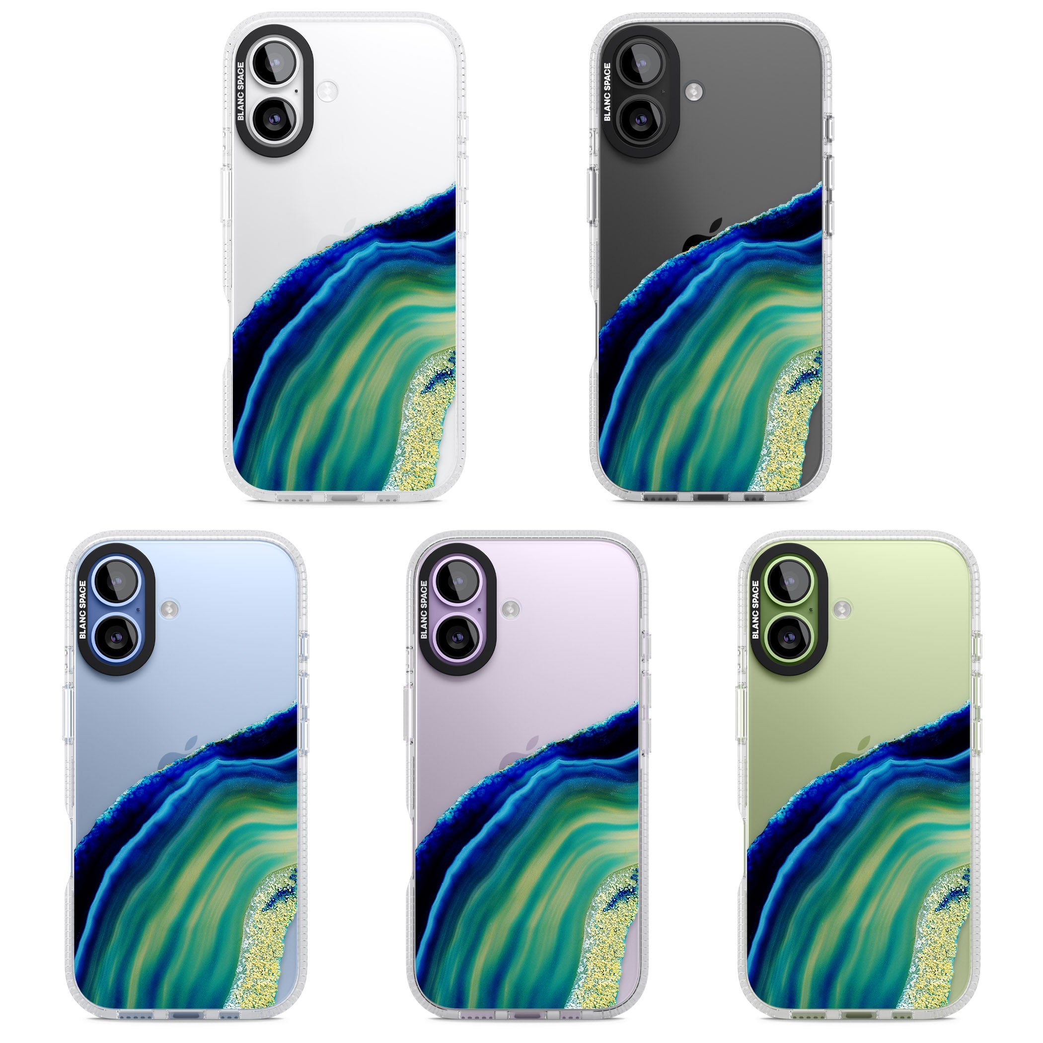 Green & Blue Emerald Geode iPhone 17 Impact Air Clear Phone Case APT Impact Protection