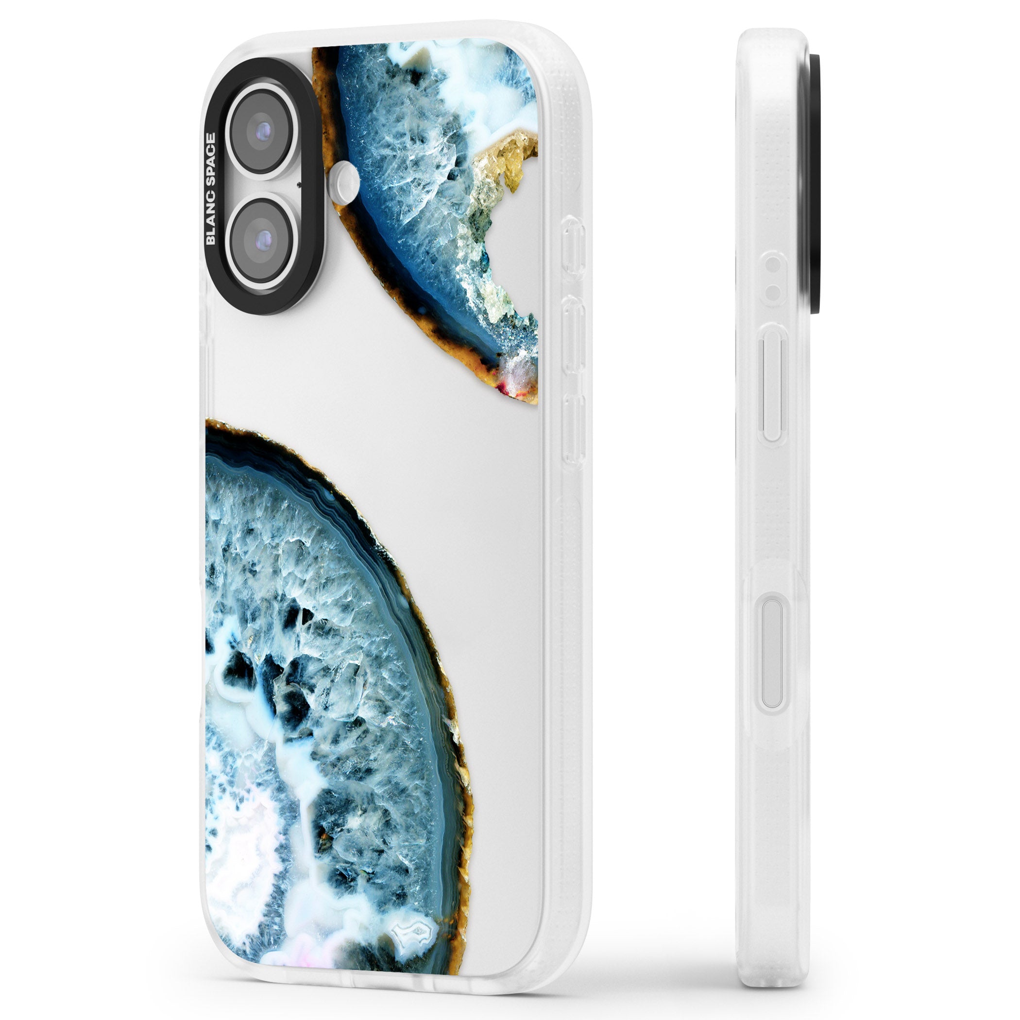 Blue Agate Slice iPhone 17 Impact Air Clear Phone Case Side Profile