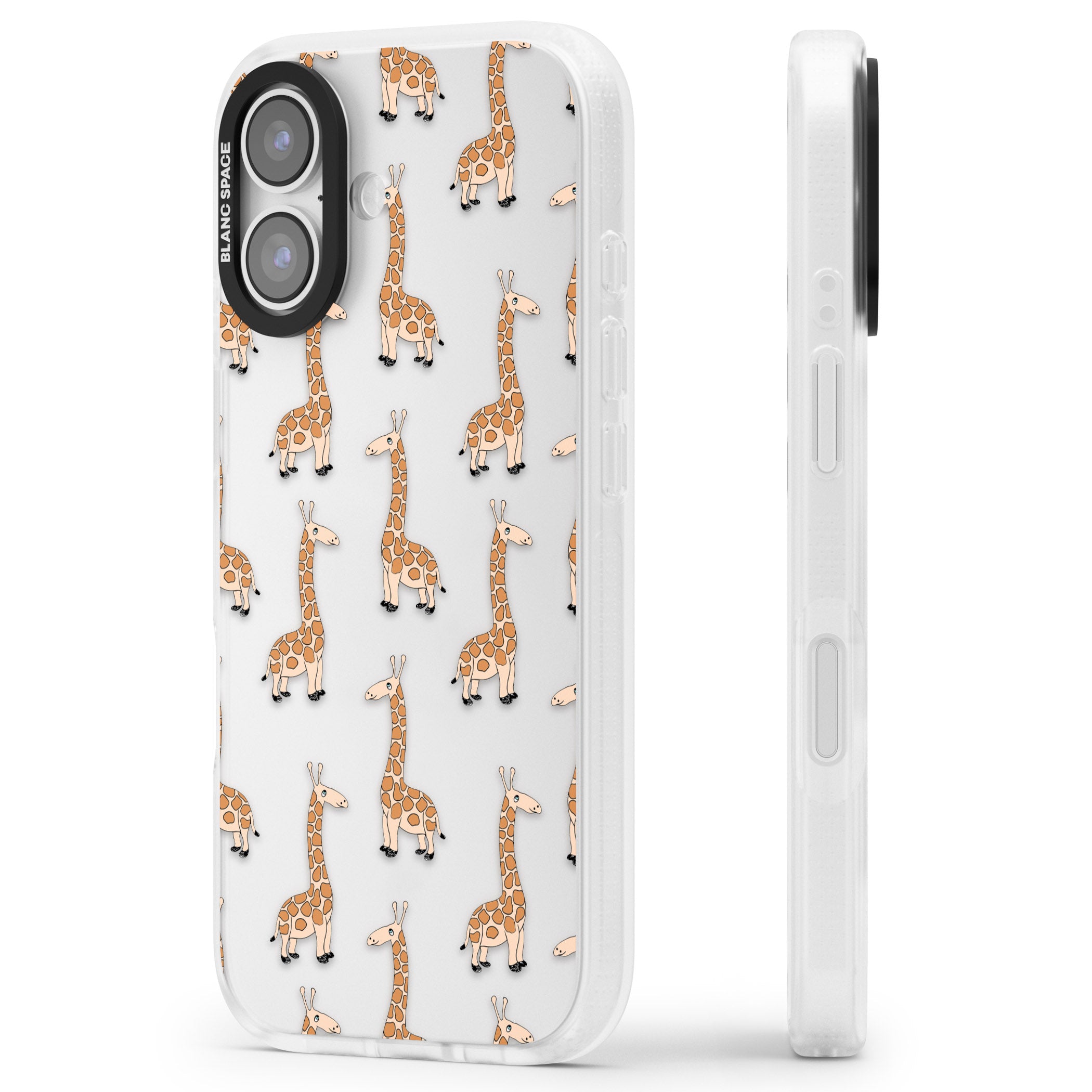 Cute Giraffe Pattern Clear iPhone 17 Impact Air Clear Phone Case Side Profile