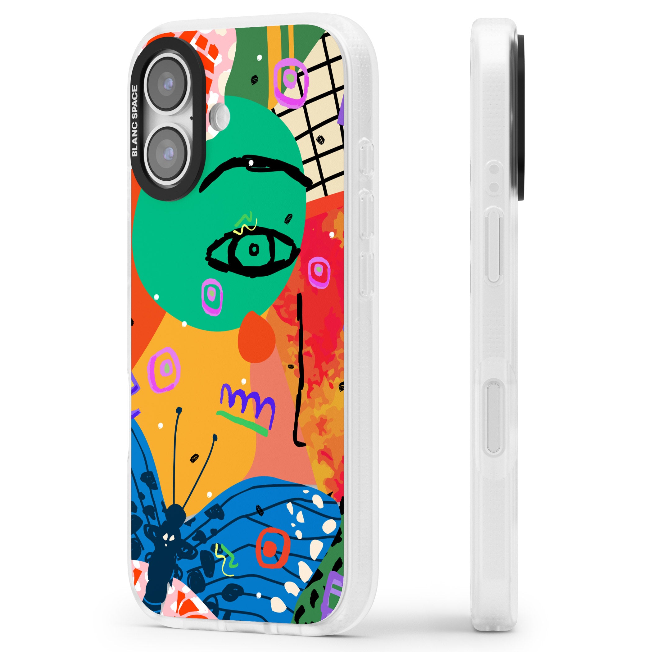 Abstract Butterfly iPhone 17 Impact Air Clear Phone Case Side Profile