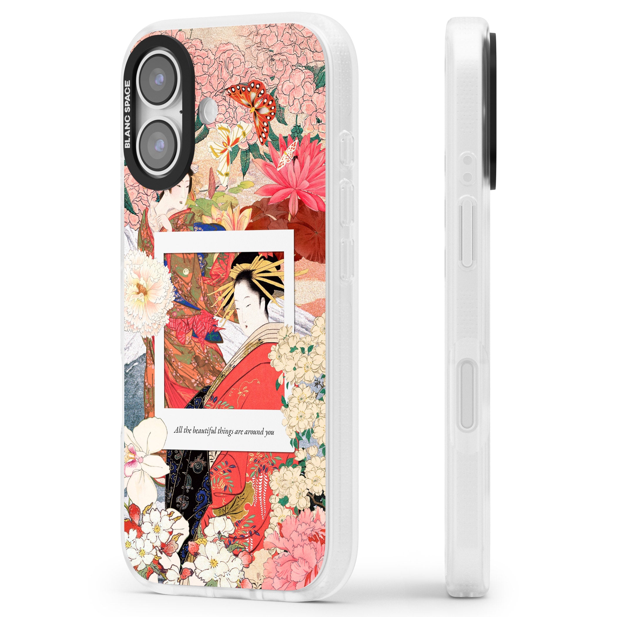 Woodblock Geisha iPhone 17 Impact Air Clear Phone Case Side Profile