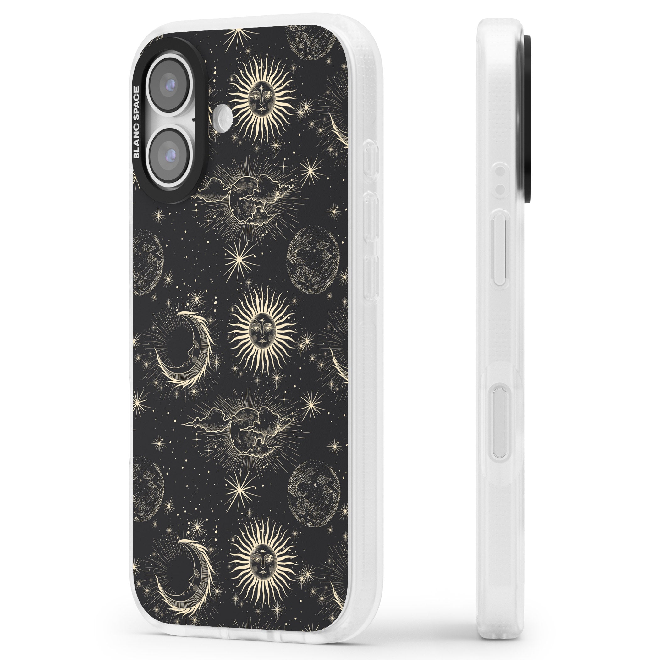 Suns & Moons Celestial Night iPhone 17 Impact Air Clear Phone Case Side Profile