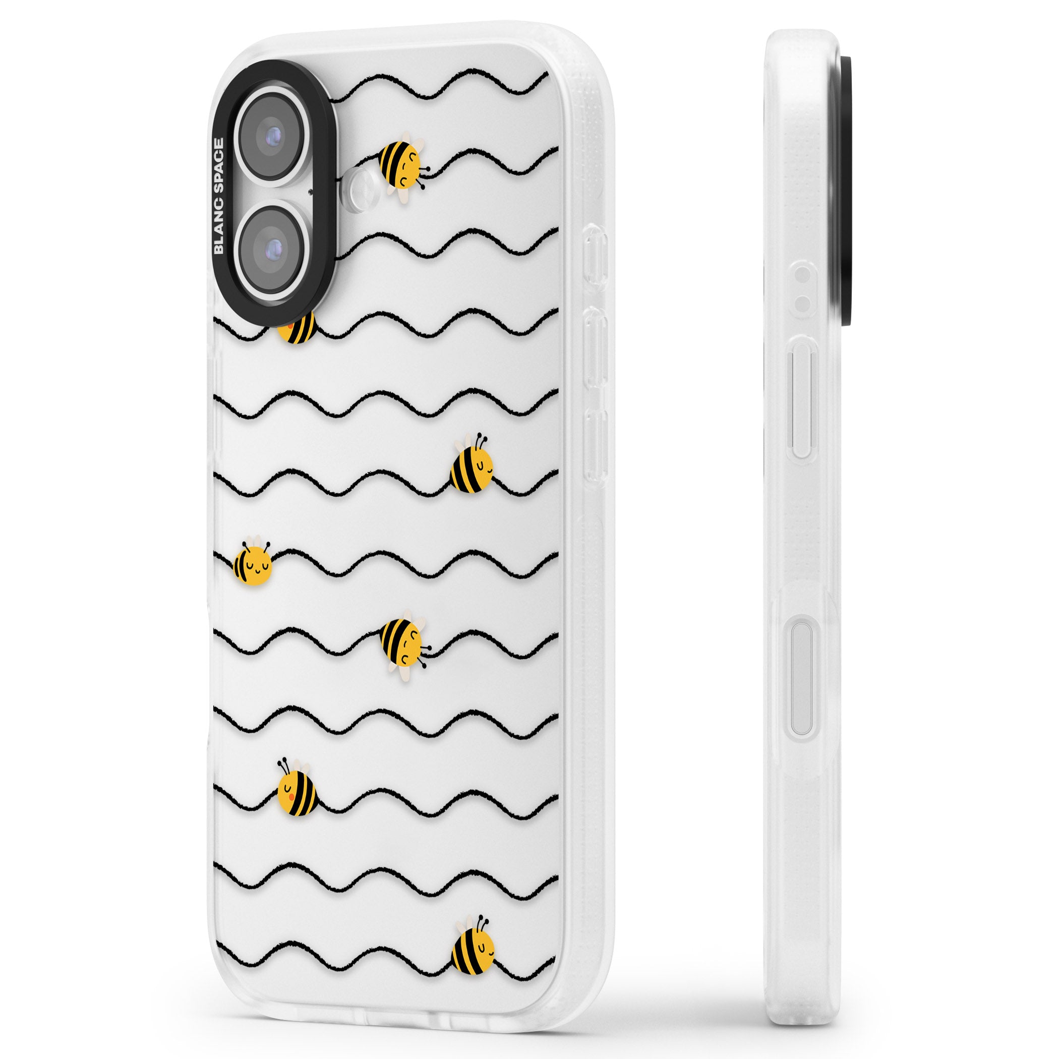 Bee Wave Pattern iPhone 17 Impact Air Clear Phone Case Side Profile