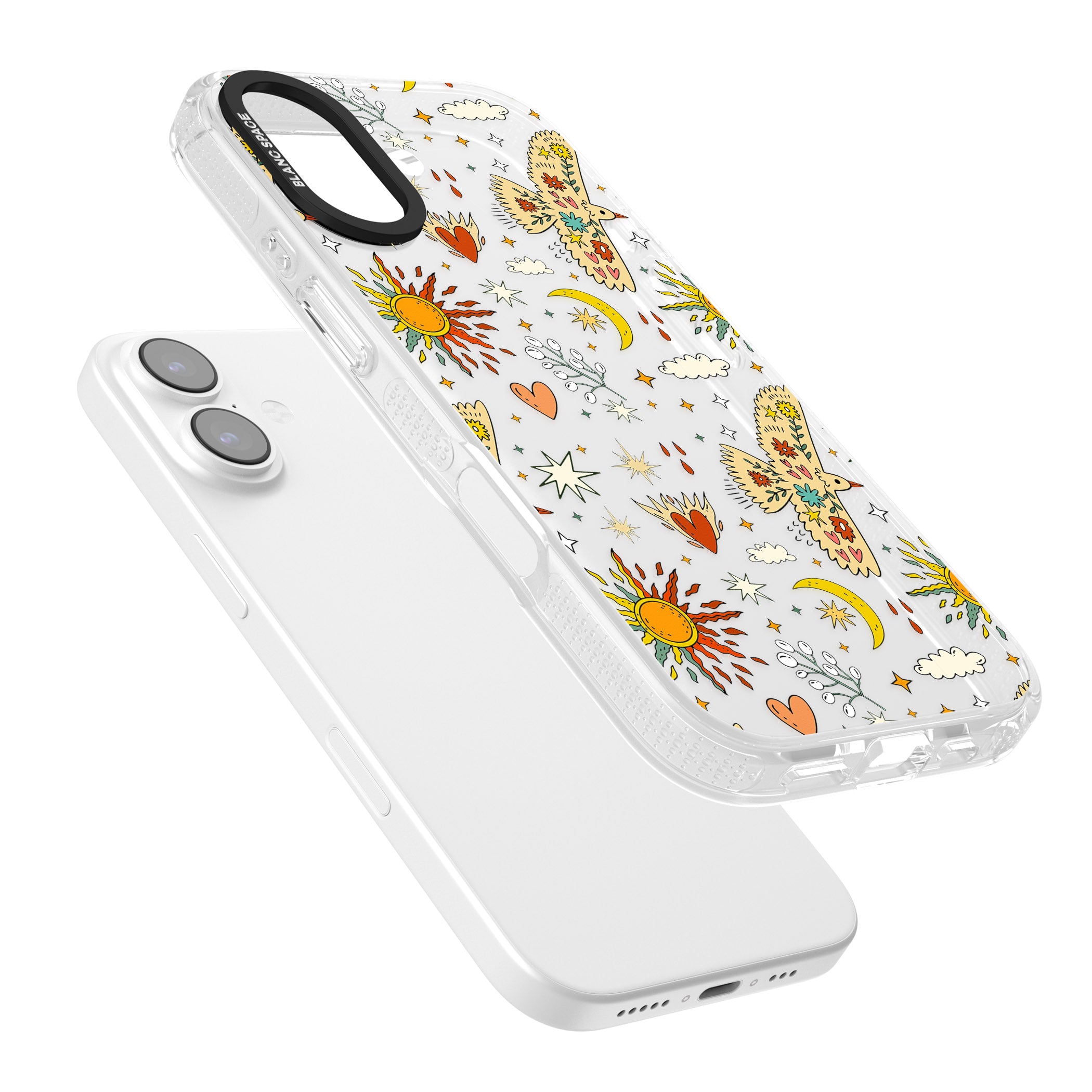Boho Celestial Floral Bird Sun iPhone 17 Impact Air Clear Phone Case Colours