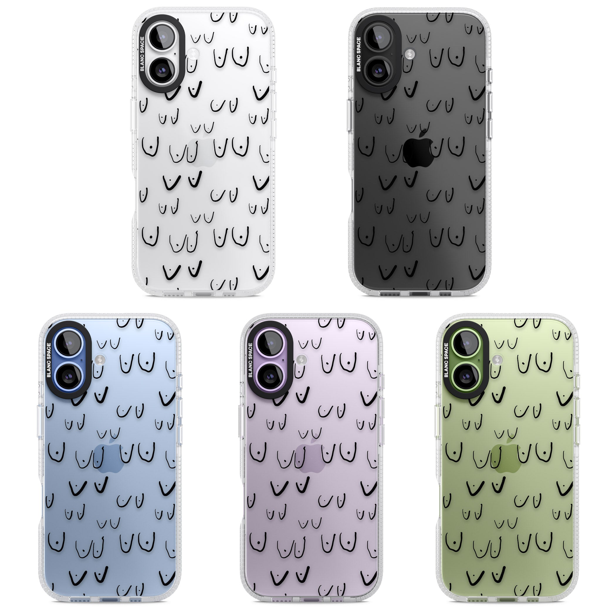 Boob Pattern (Black) iPhone 17 Impact Air Clear Phone Case APT Impact Protection