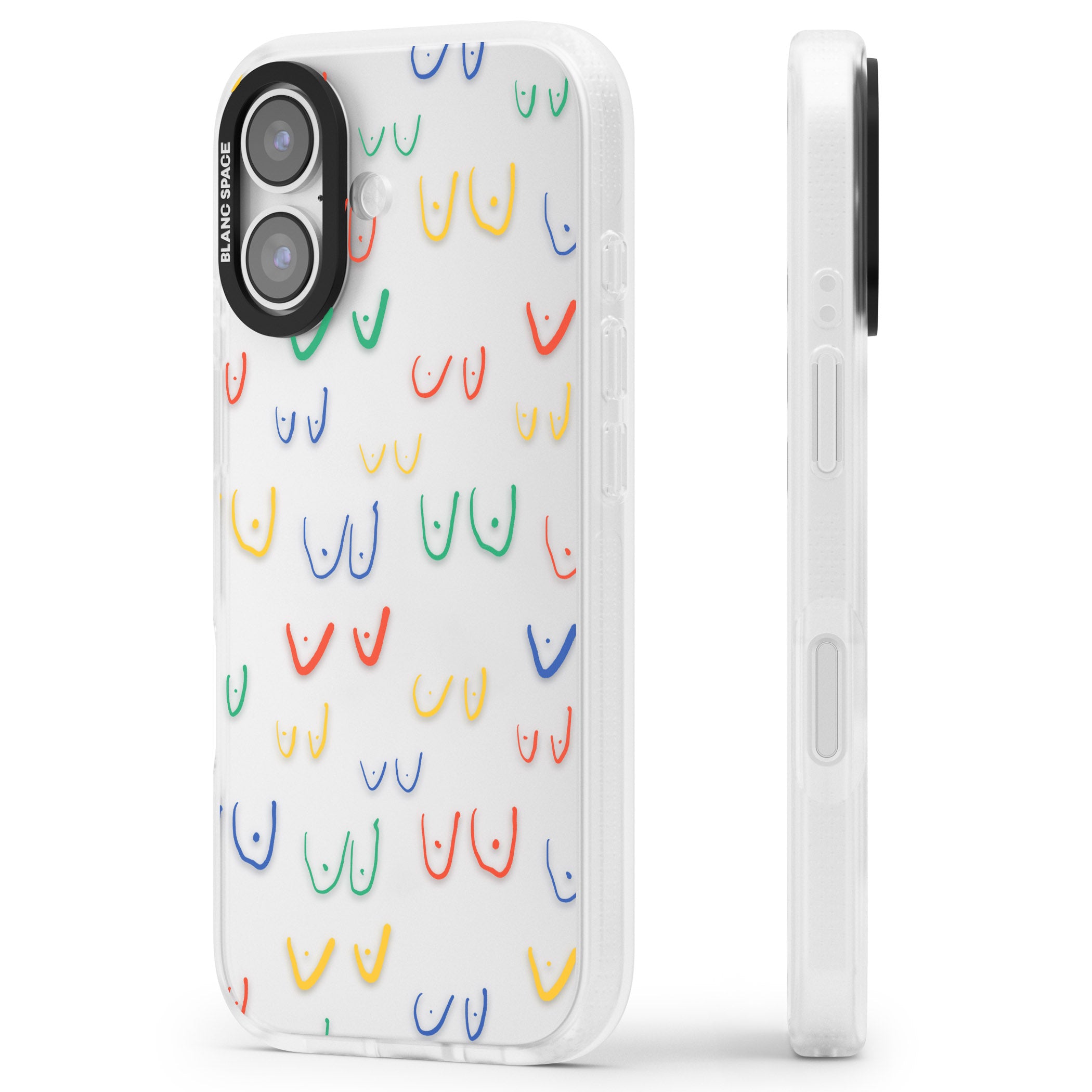 Boob Pattern (Mixed Colours) iPhone 17 Impact Air Clear Phone Case Side Profile
