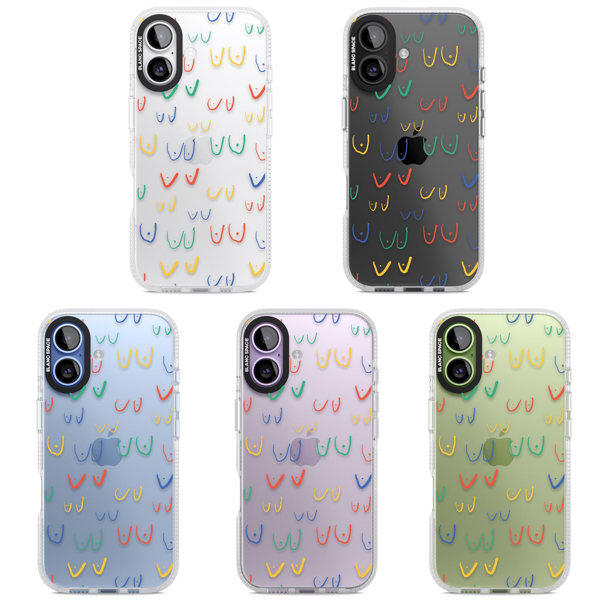 Boob Pattern (Mixed Colours) iPhone 17 Impact Air Clear Phone Case APT Impact Protection