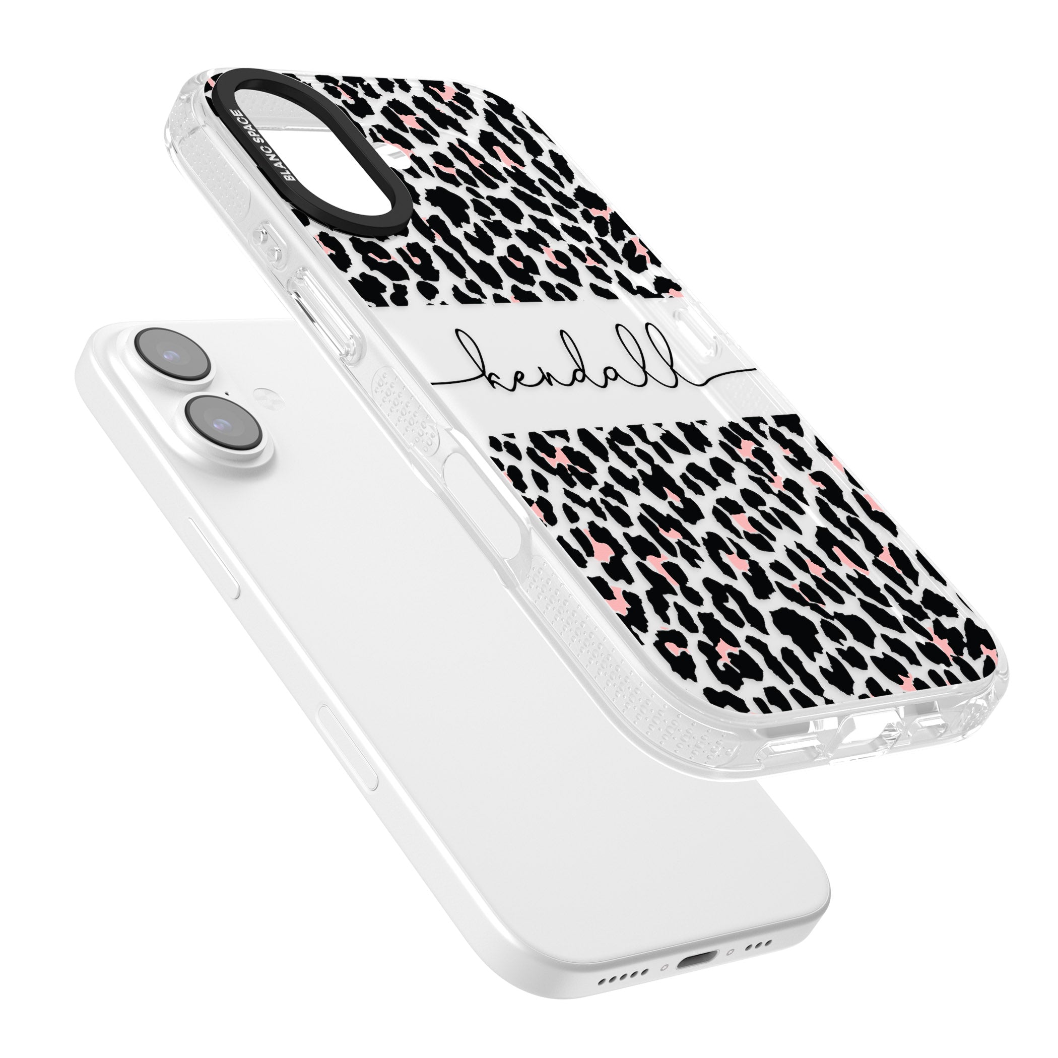Personalised Cursive Leopard Spots iPhone 17 Impact Air Clear Phone Case Colours