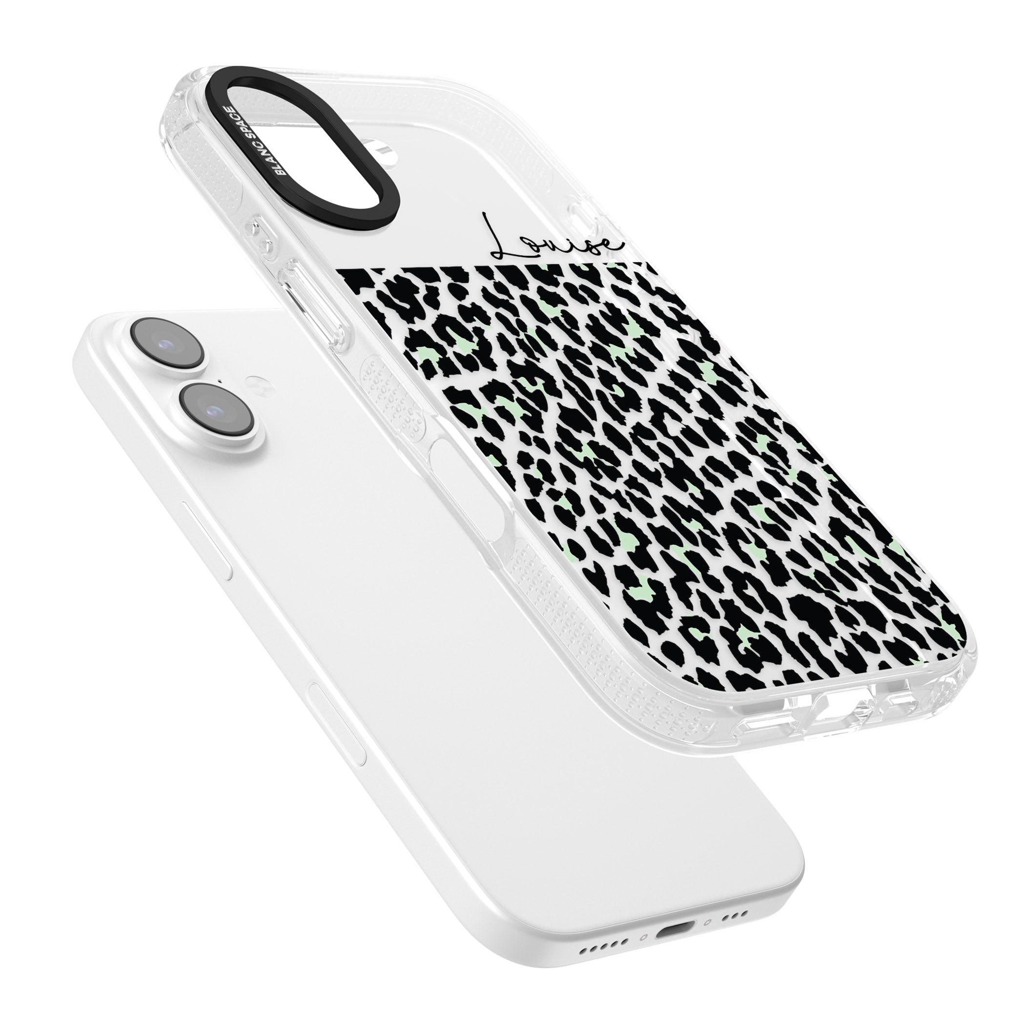 Personalised Seafoam Leopard iPhone 17 Impact Air Clear Phone Case Colours