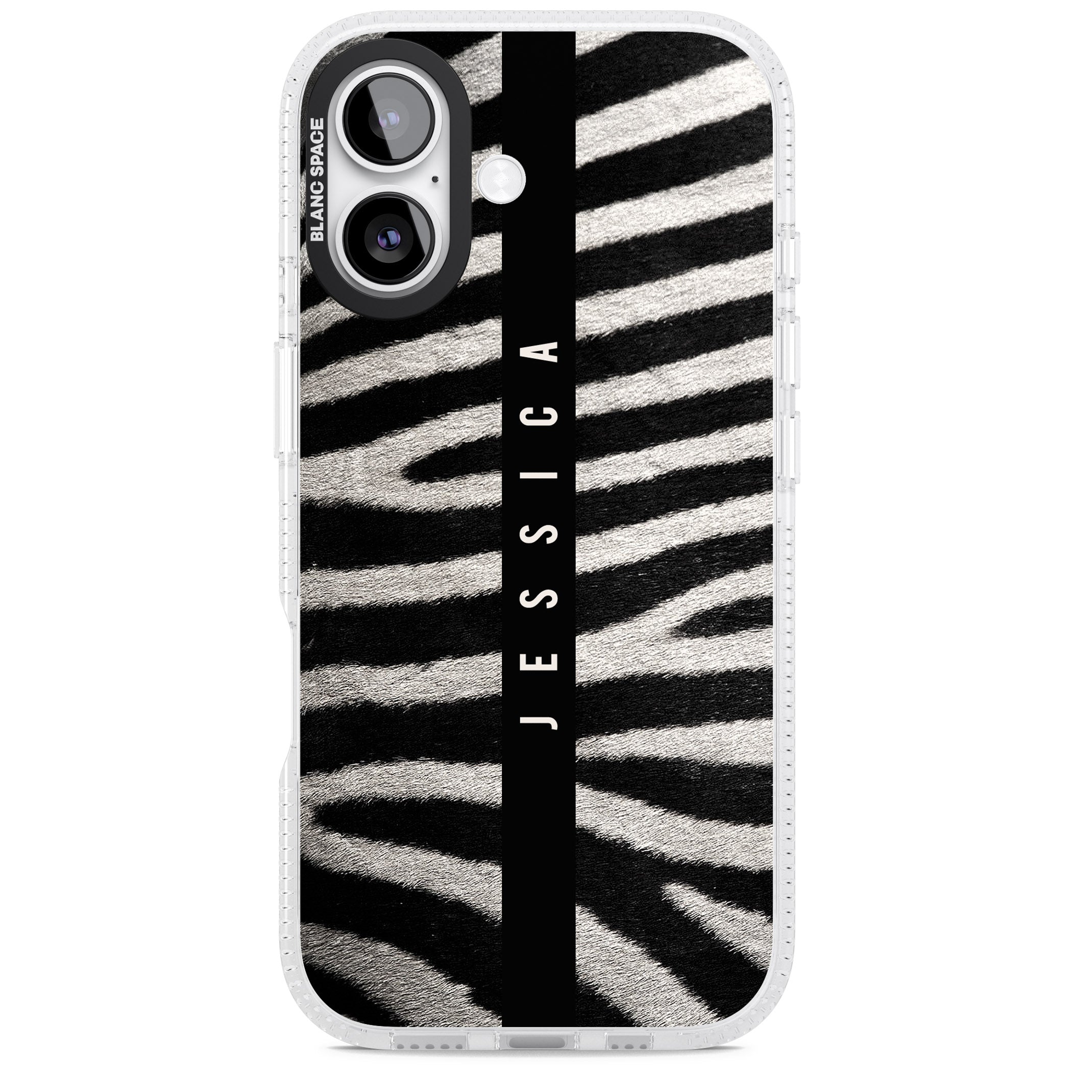 Personalised Zebra Print iPhone 17 Impact Air Clear Phone Case