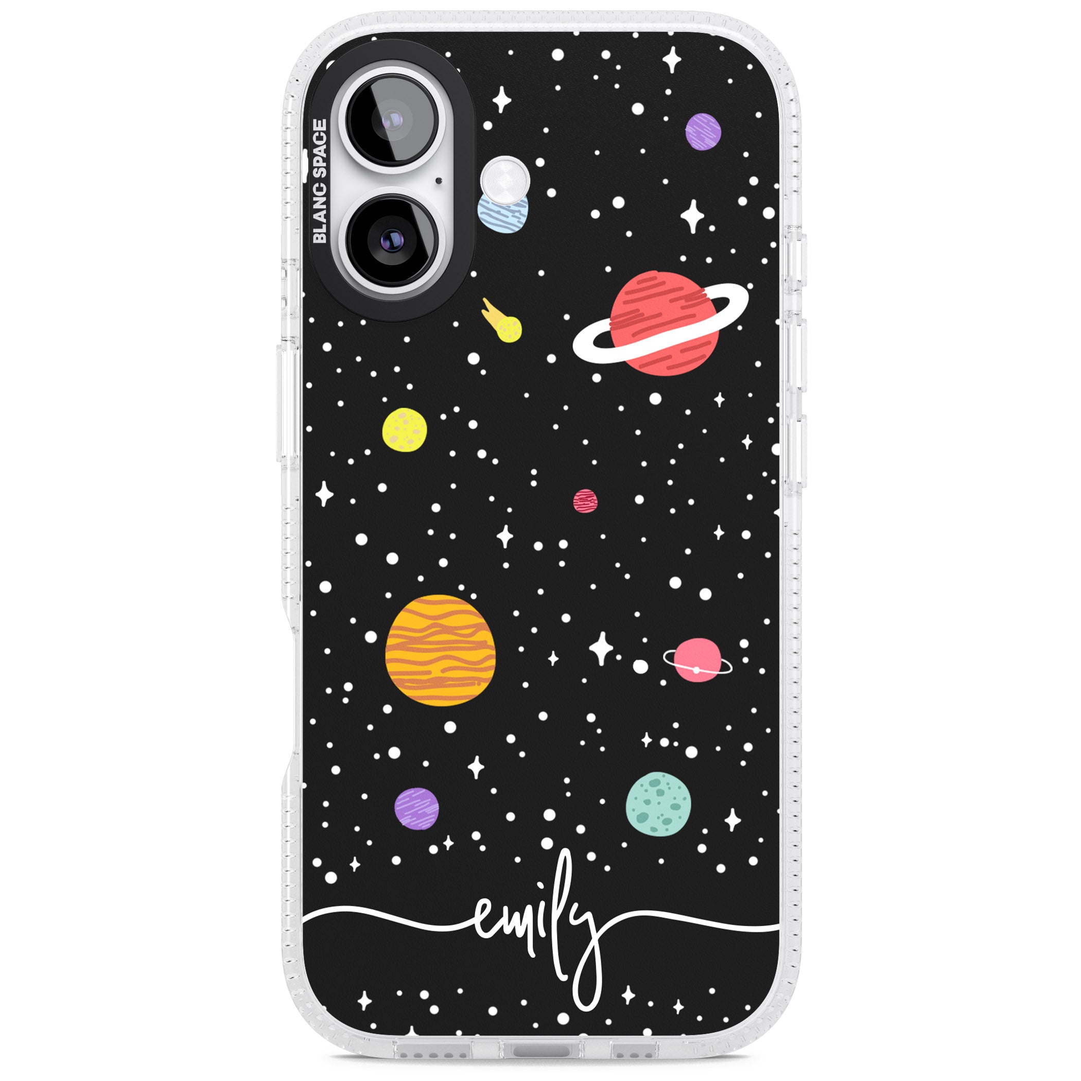 Personalised Cute Cartoon Planet iPhone 17 Impact Air Clear Phone Case