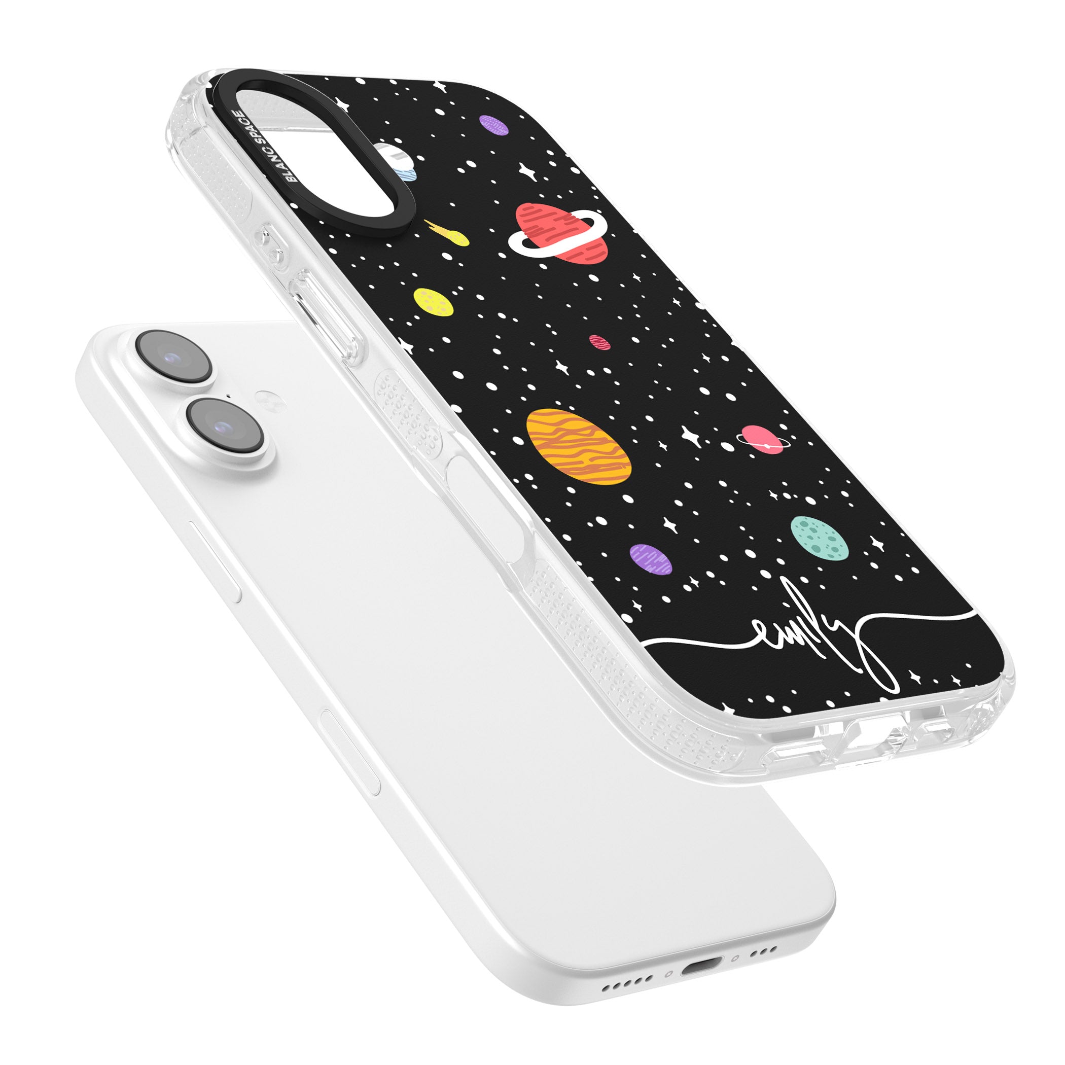 Personalised Cute Cartoon Planet iPhone 17 Impact Air Clear Phone Case Colours
