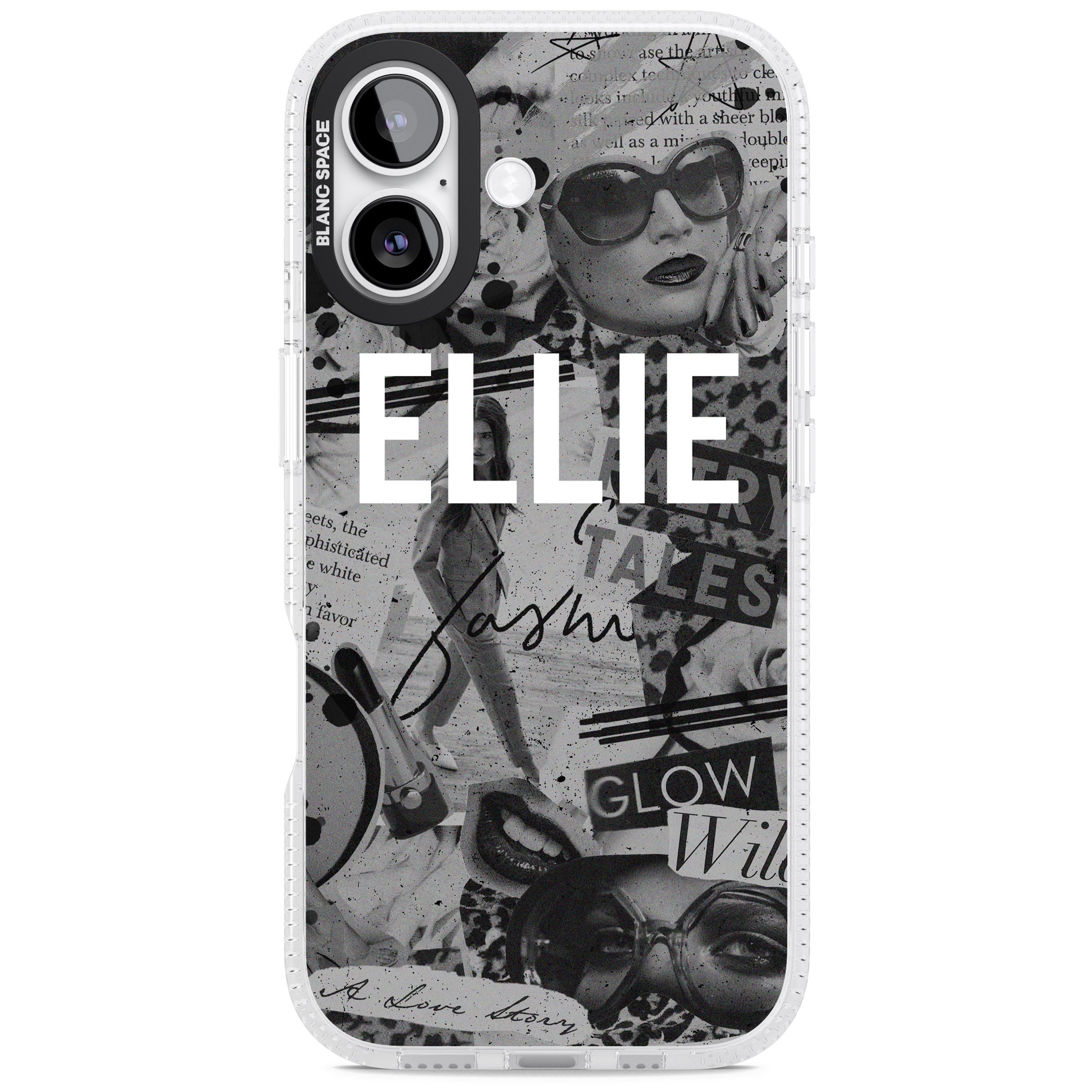 Personalised Grey Scale Vintage Collage iPhone 17 Impact Air Clear Phone Case
