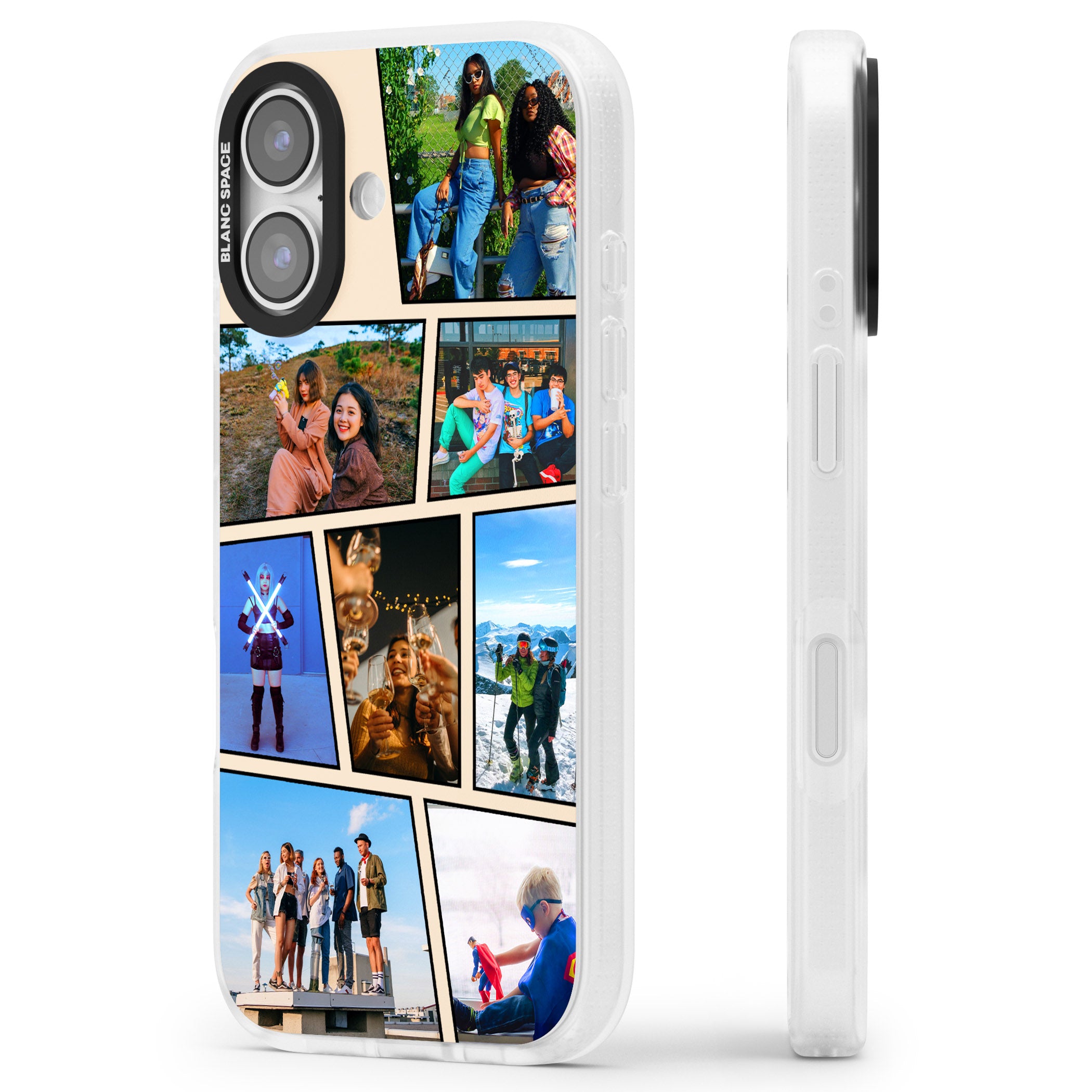 Personalised Comic Strip Photo iPhone 17 Impact Air Clear Phone Case Side Profile