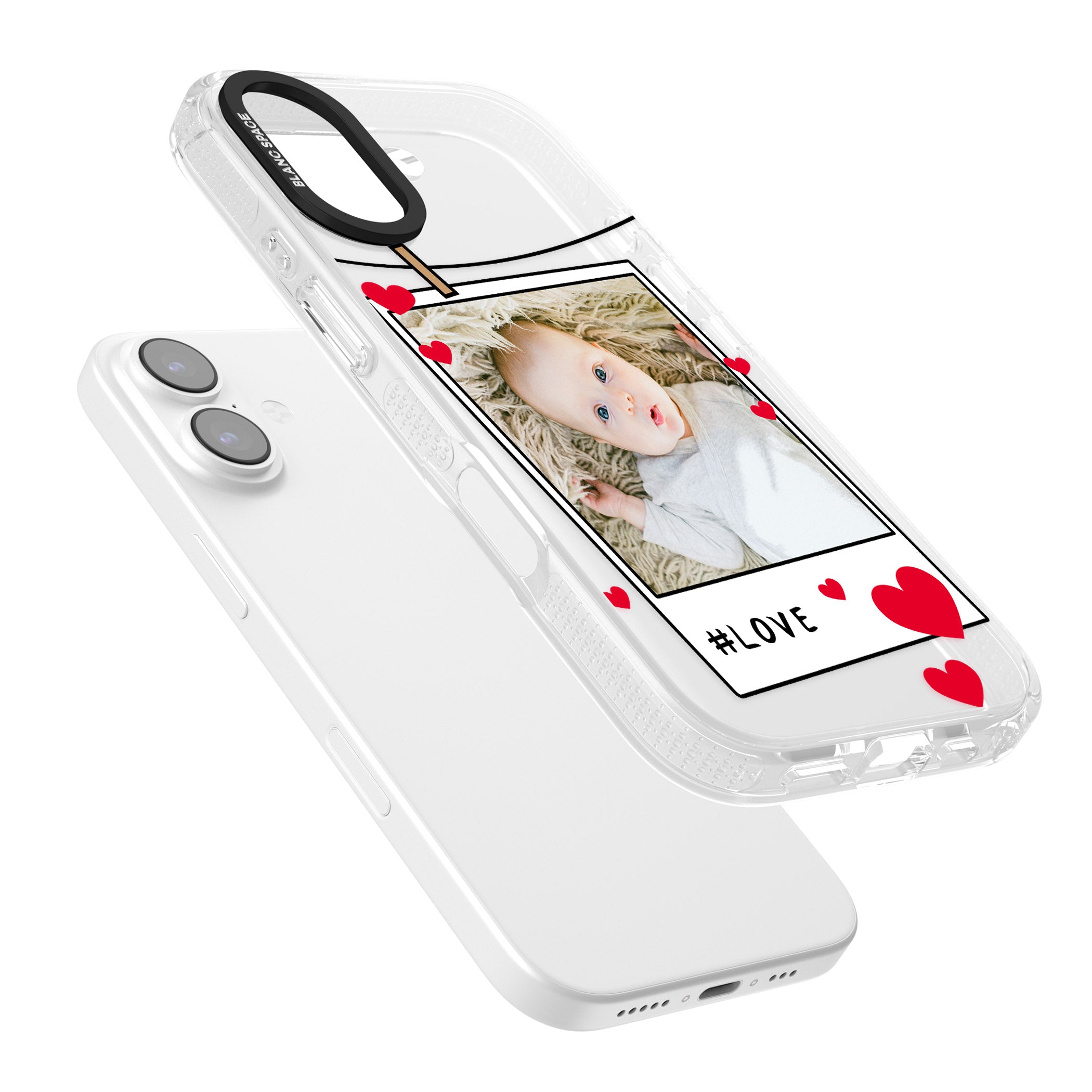 Personalised Paperclip & Hearts Instant Camera Photo iPhone 17 Impact Air Clear Phone Case Colours