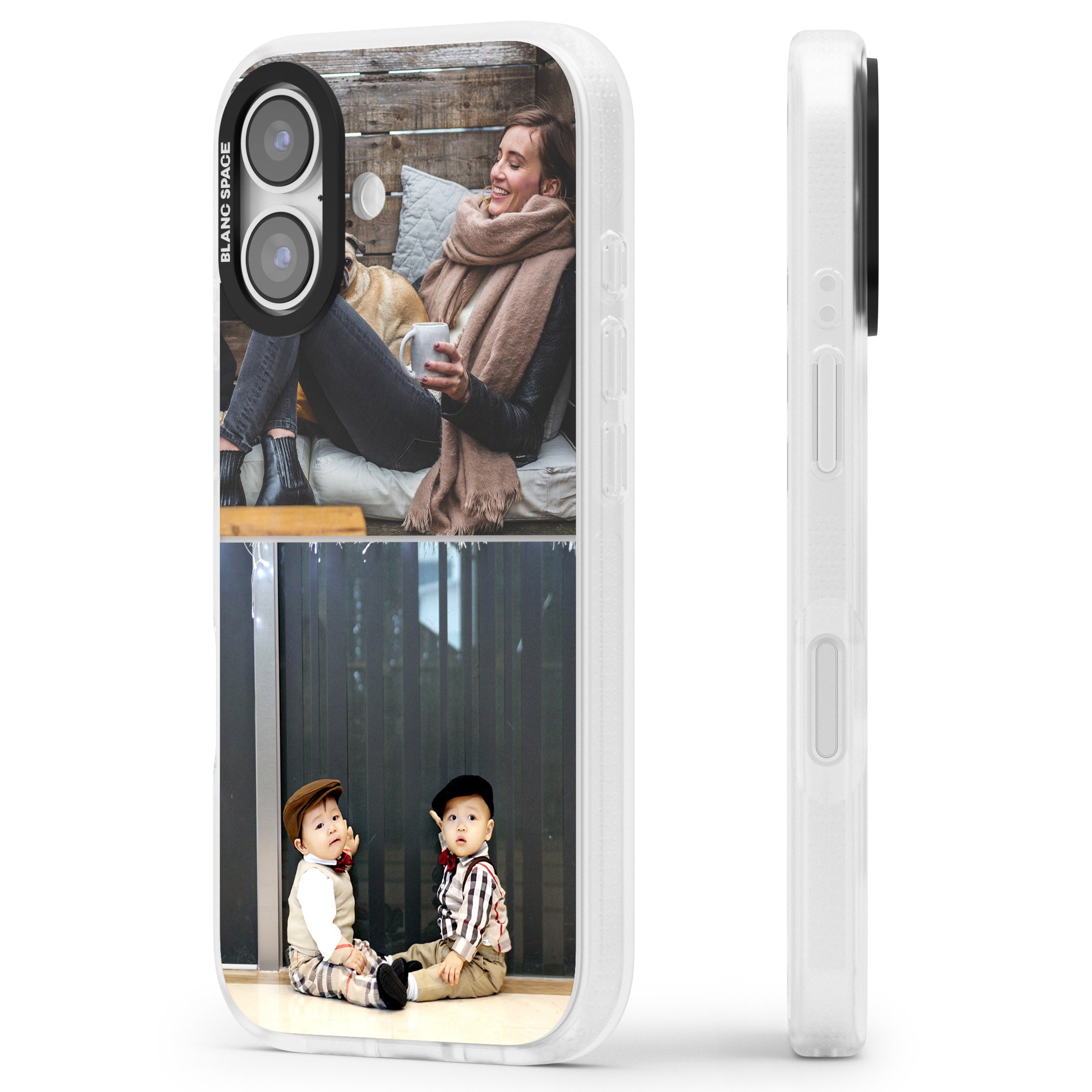 Personalised 2 Photo Grid iPhone 17 Impact Air Clear Phone Case Side Profile