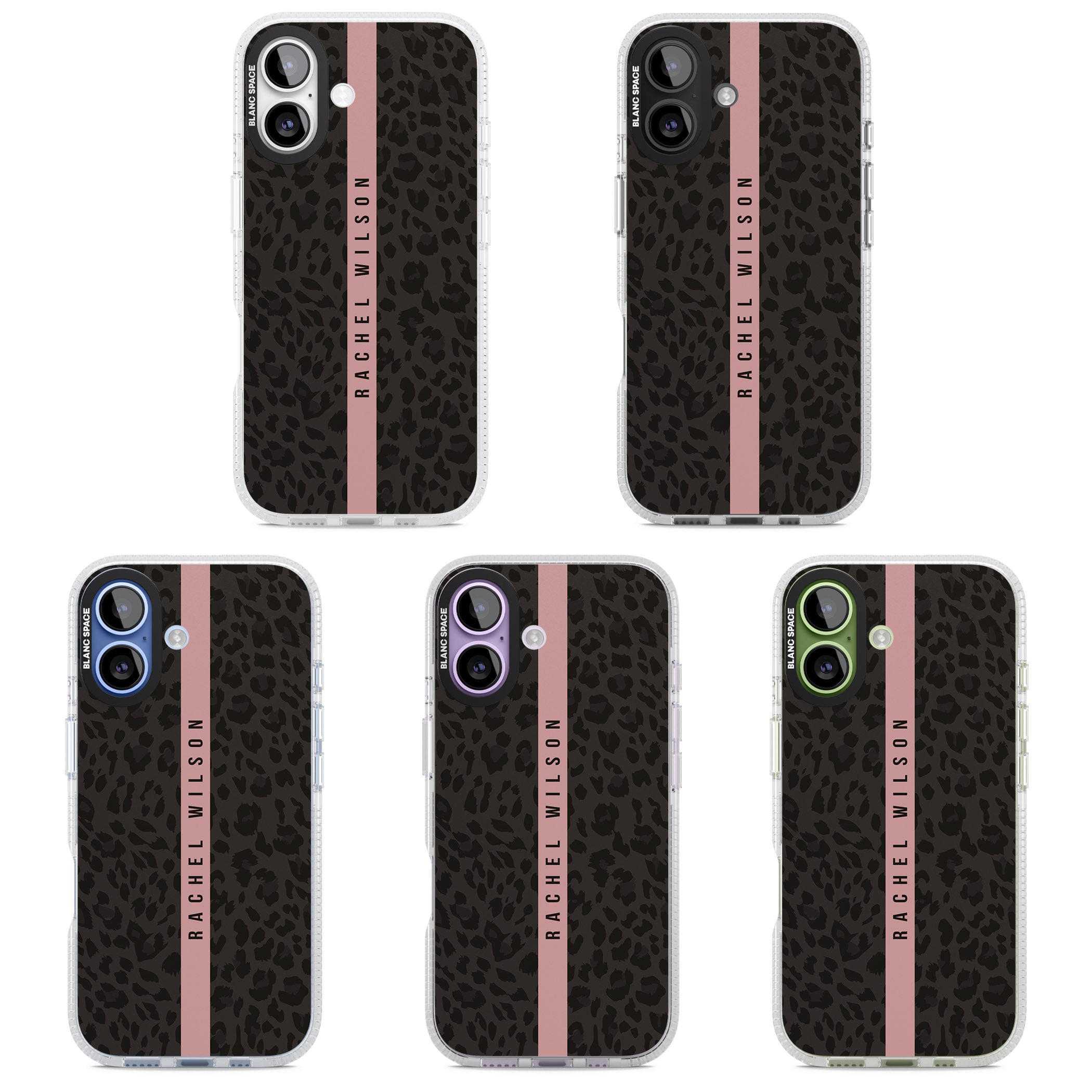 Personalised Pink Stripe Leopard iPhone 17 Impact Air Clear Phone Case APT Impact Protection